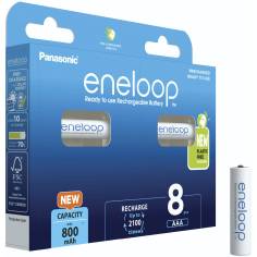 1x8 Panasonic Eneloop Micro AAA 800mAh Ni-MH        BK-4MCDE 2