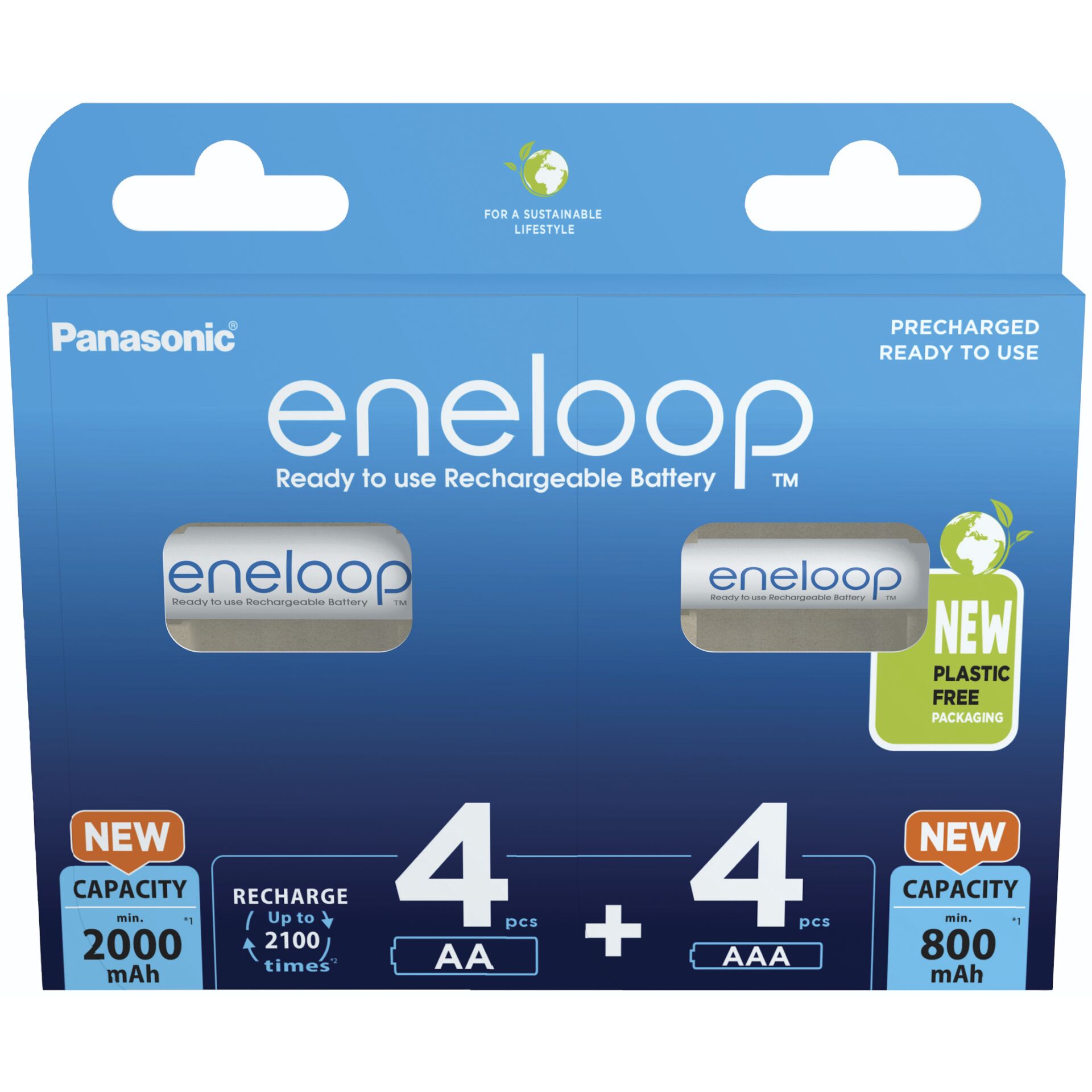 2x4 Panasonic Eneloop Kombipack 4xAA + 4xAAA Akkus  BK-KJMCD