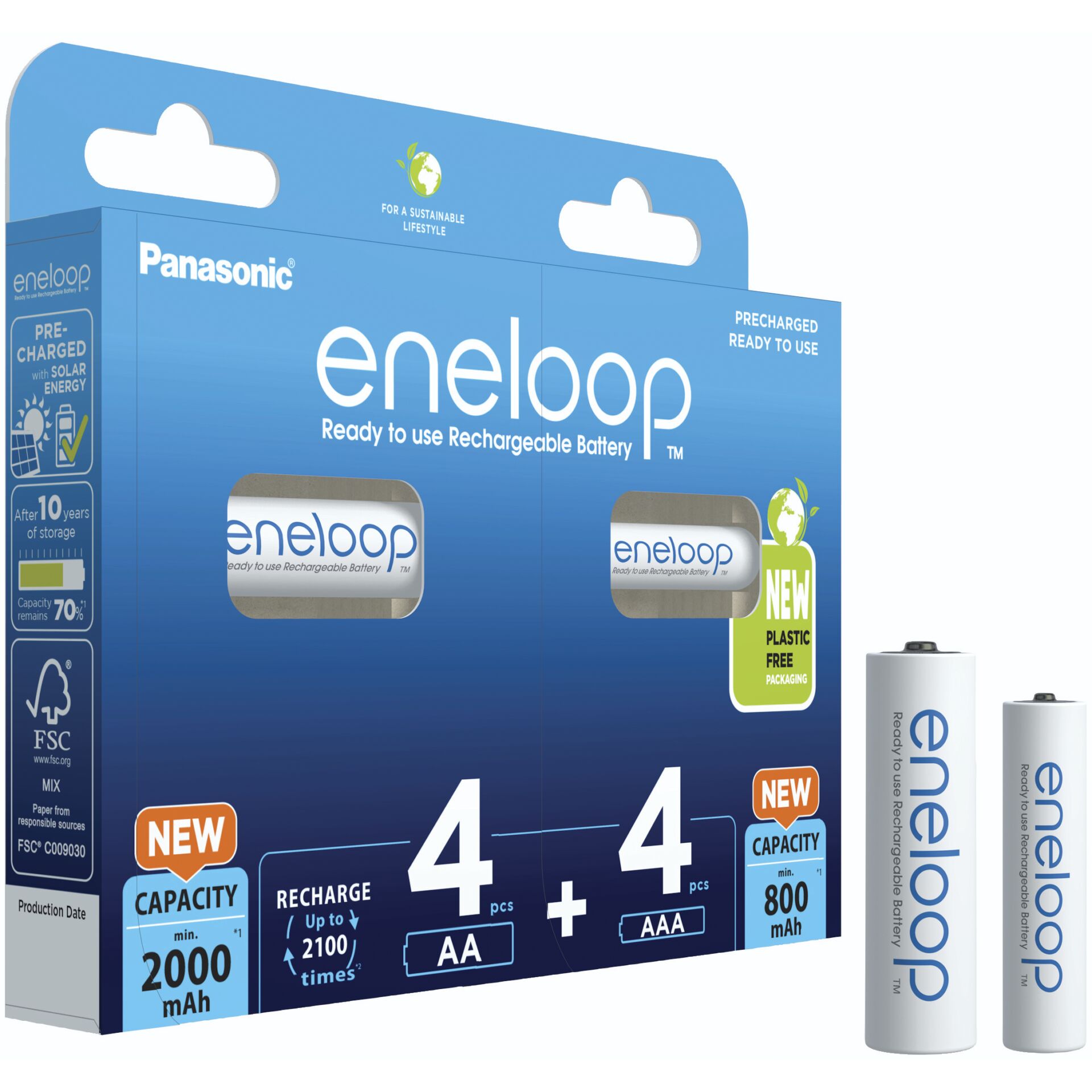 2x4 Panasonic Eneloop Kombipack 4xAA + 4xAAA Akkus  BK-KJMCD
