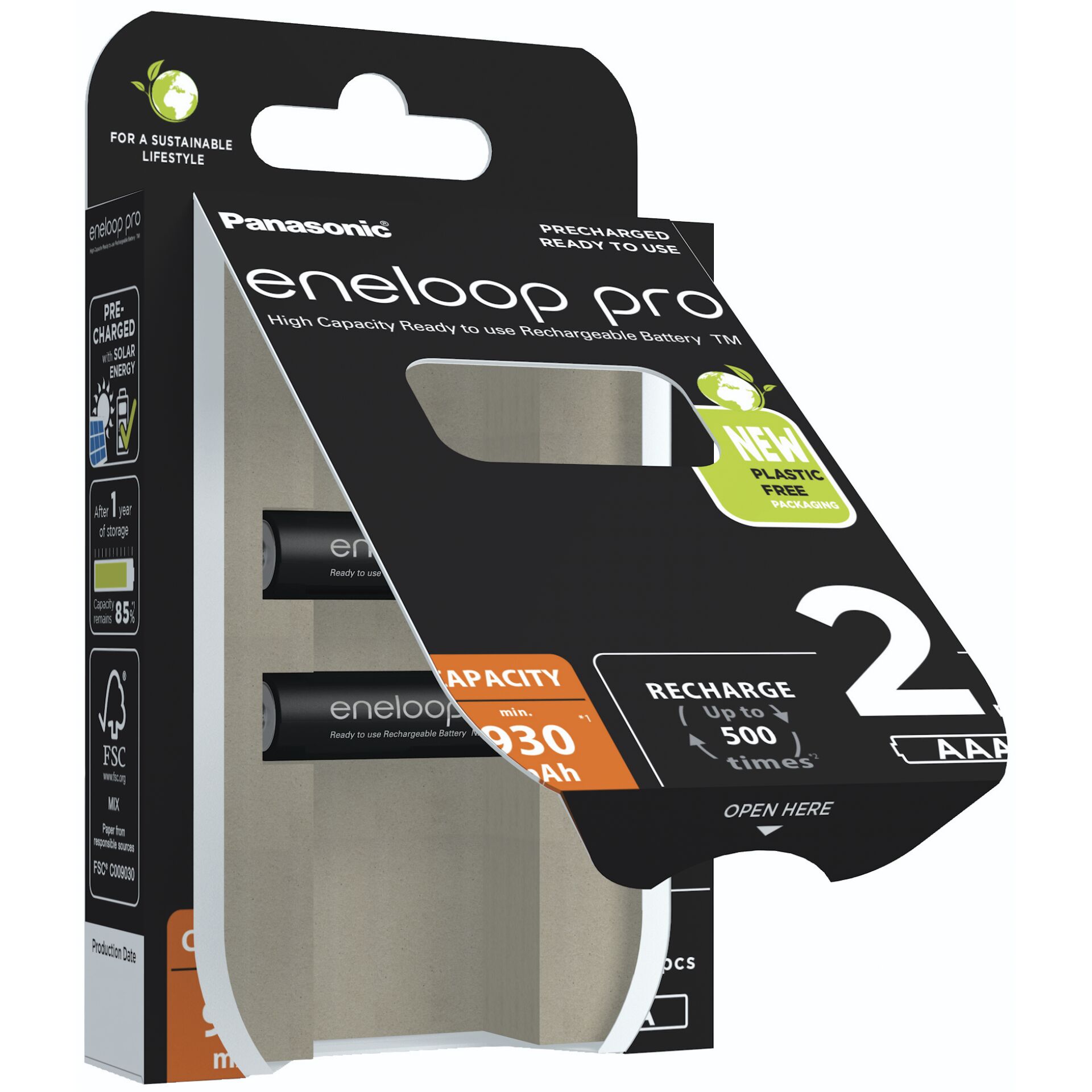 1x2 Panasonic Eneloop Pro Micro 930mAh AAA Ni-MH    BK-4HCDE