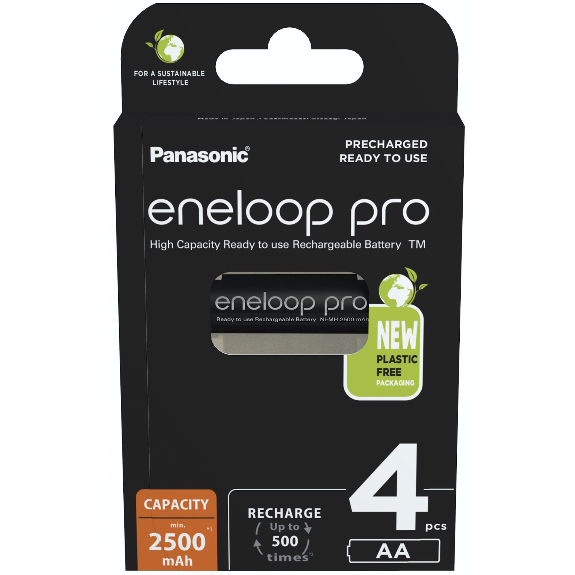 1x4 Panasonic Eneloop Pro Mignon 2500mAh AA Ni-MH    BK-3HCD