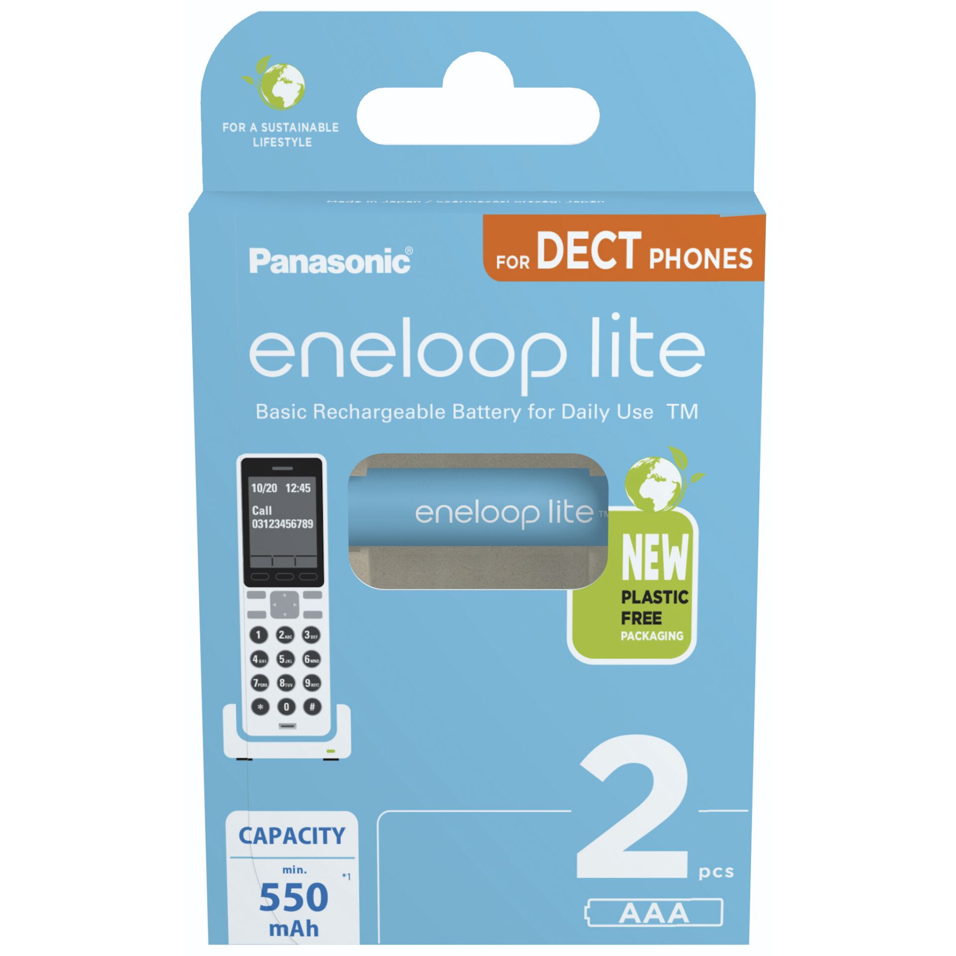 1x2 Panasonic Eneloop lite Micro 550mAh AAA DECT     BK-4LCC