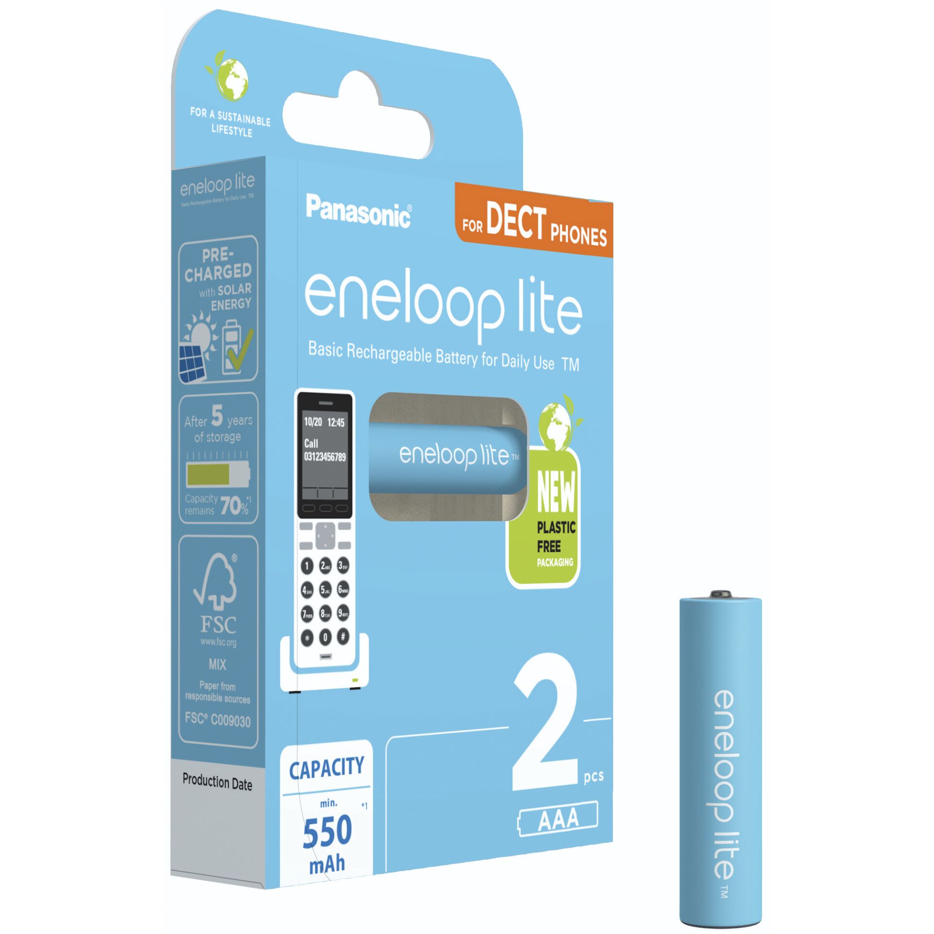 1x2 Panasonic Eneloop lite Micro 550mAh AAA DECT     BK-4LCC 2