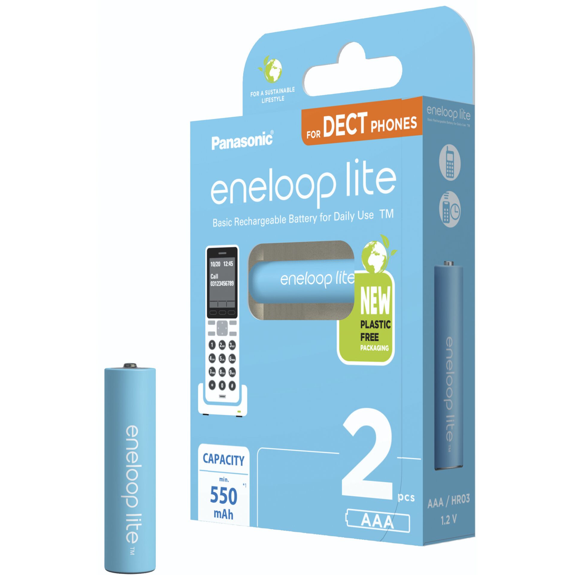 1x2 Panasonic Eneloop lite Micro 550mAh AAA DECT     BK-4LCC