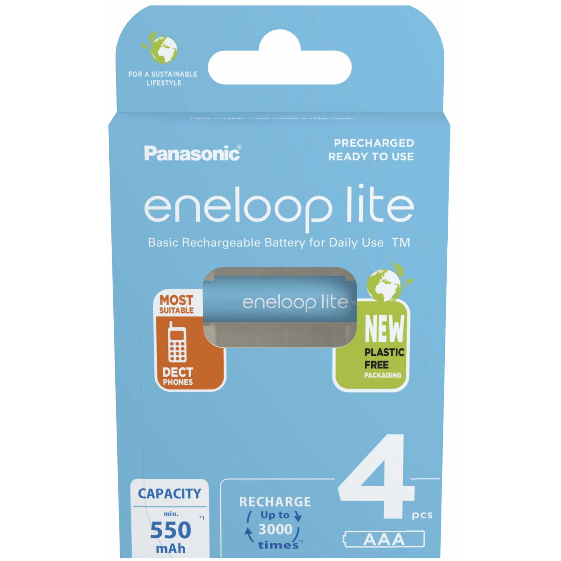 1x4 Panasonic Eneloop lite Micro 550mAh AAA Ni-MH    BK-4LCC