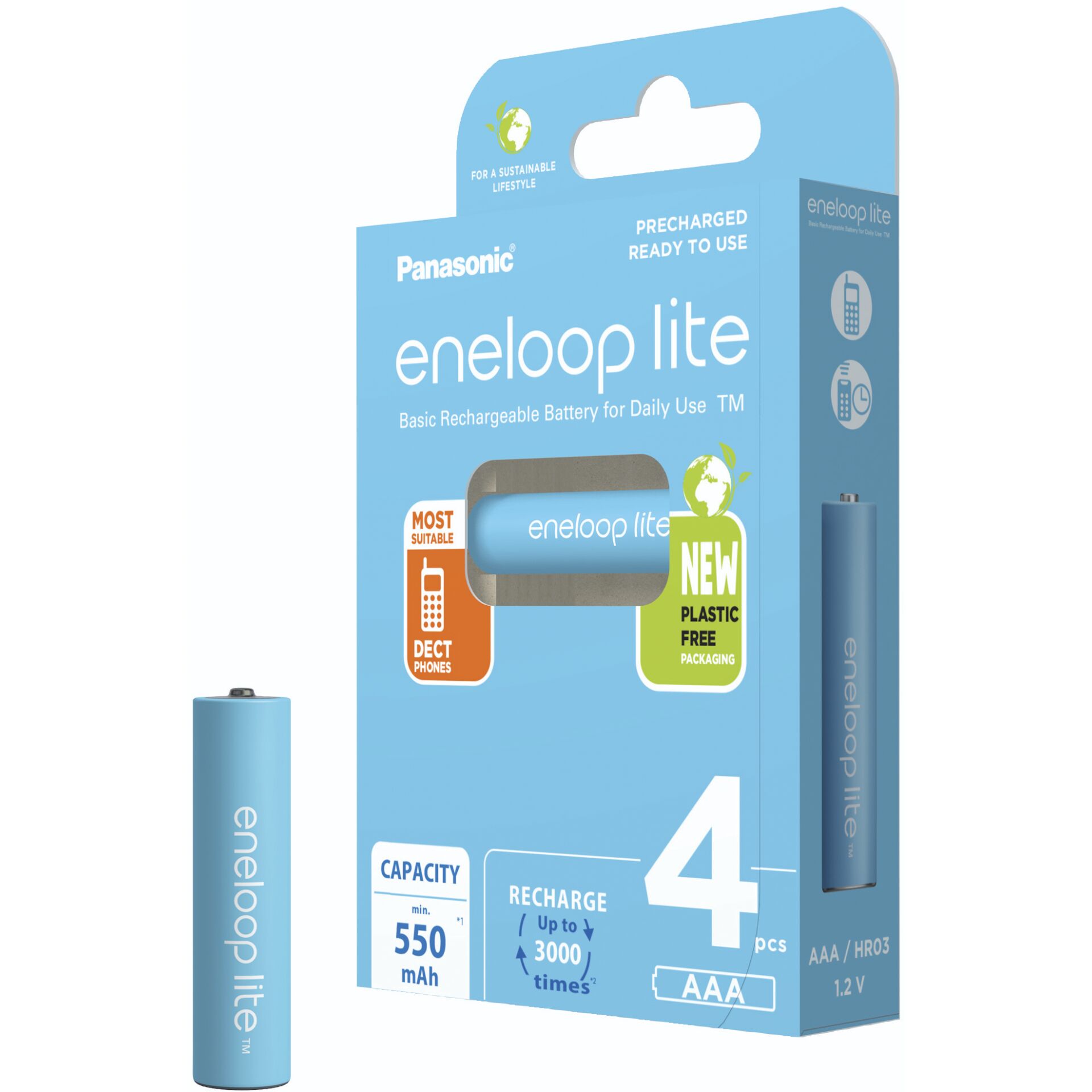 1x4 Panasonic Eneloop lite Micro 550mAh AAA Ni-MH    BK-4LCC
