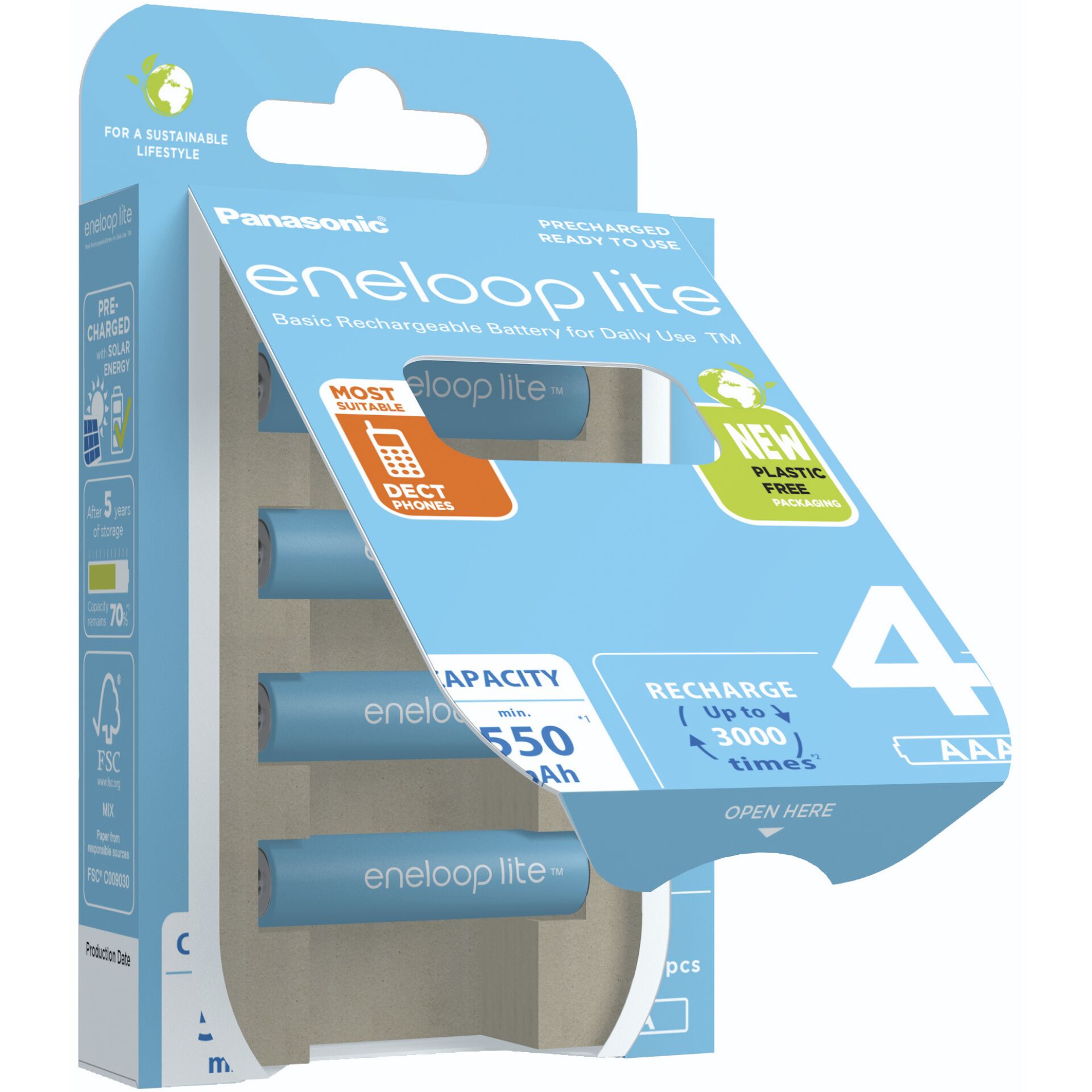 1x4 Panasonic Eneloop lite Micro 550mAh AAA Ni-MH    BK-4LCC