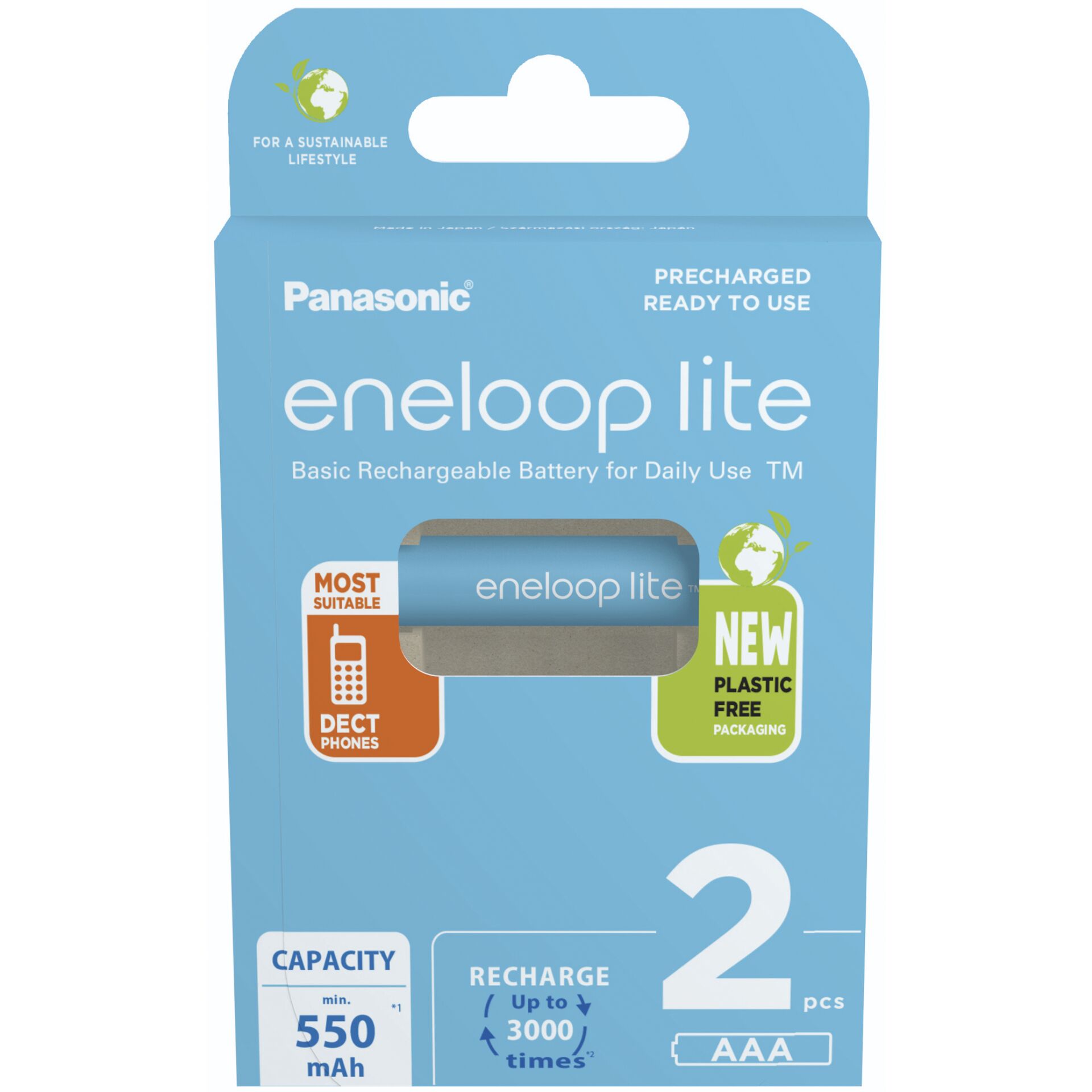 1x2 Panasonic Eneloop lite Micro 550mAh AAA Ni-MH    BK-4LCC