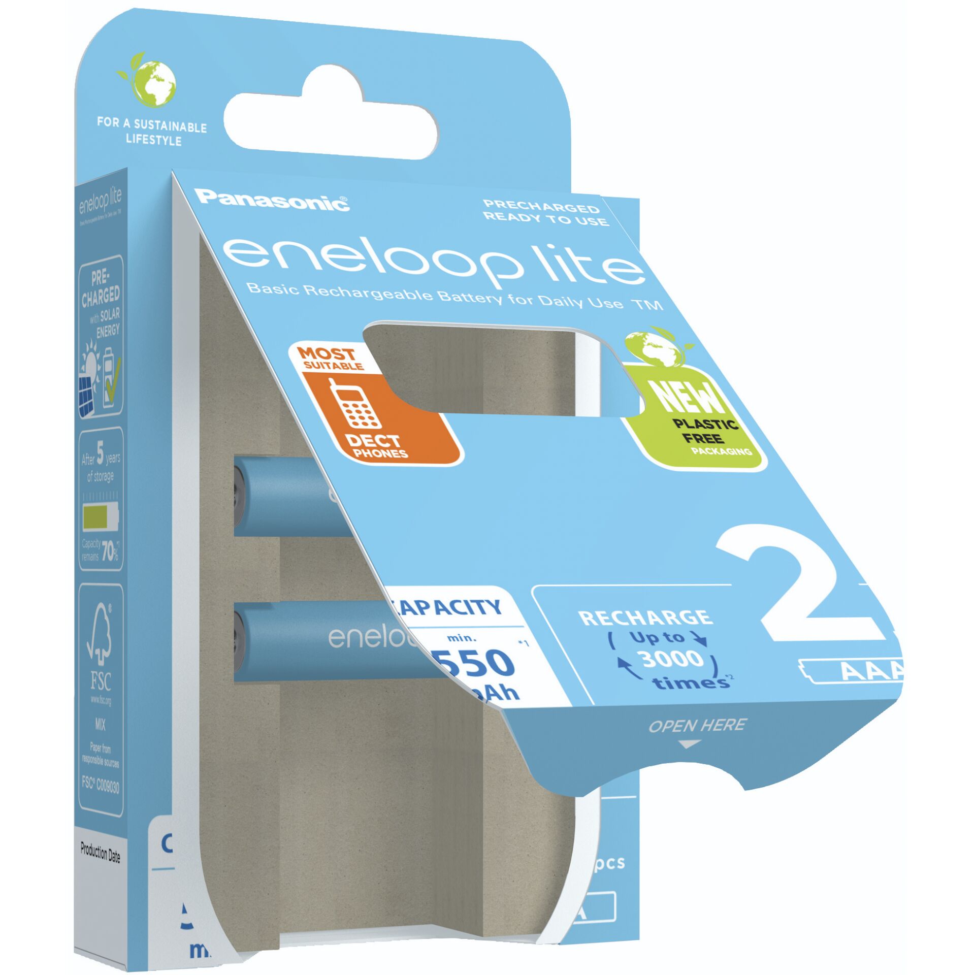 1x2 Panasonic Eneloop lite Micro 550mAh AAA Ni-MH    BK-4LCC