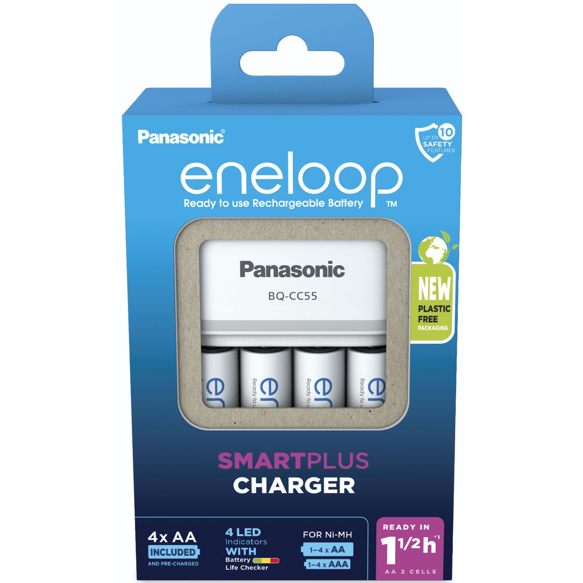 Panasonic Eneloop Smart Plus Cha BQ-CC55 inkl. 4xAA  K-KJ55M