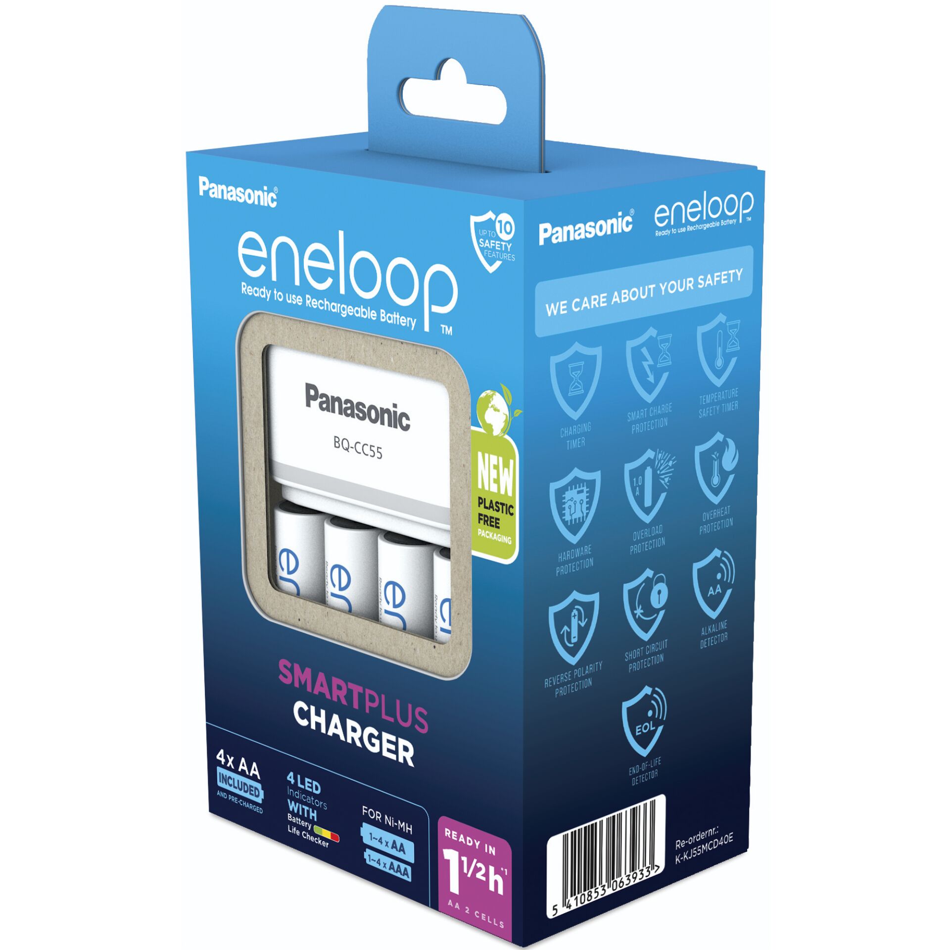 Panasonic Eneloop Smart Plus Cha BQ-CC55 inkl. 4xAA  K-KJ55M