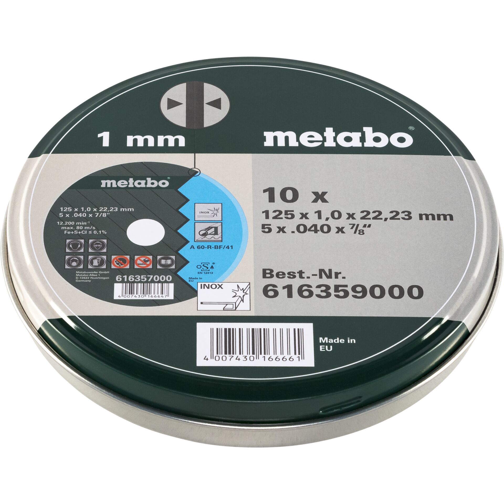 Metabo 10 mole per troncare -SP 125x1,0x 22,23 mm