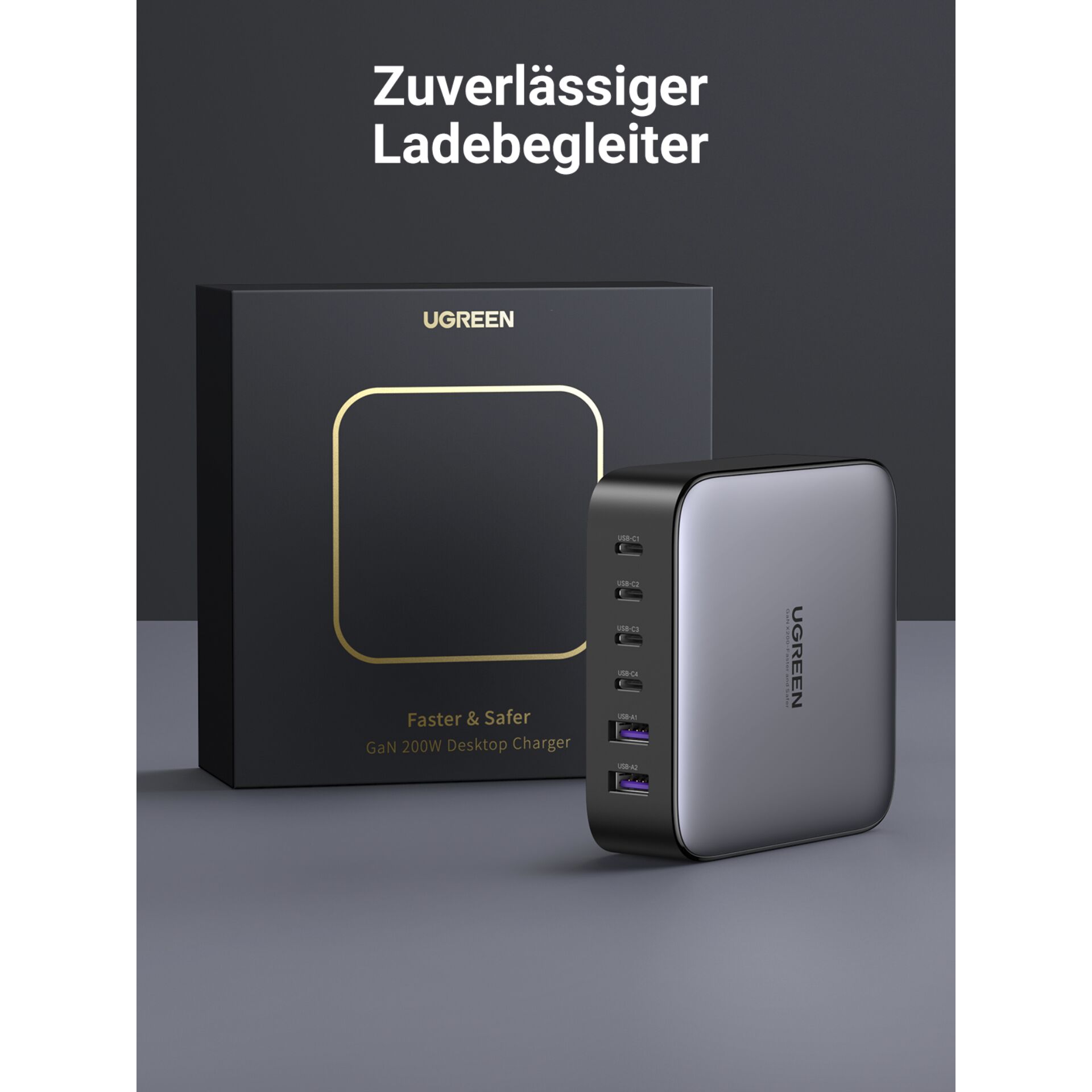UGREEN 2USB-A+4USB-C 200W Desktop Fast caricabatt.