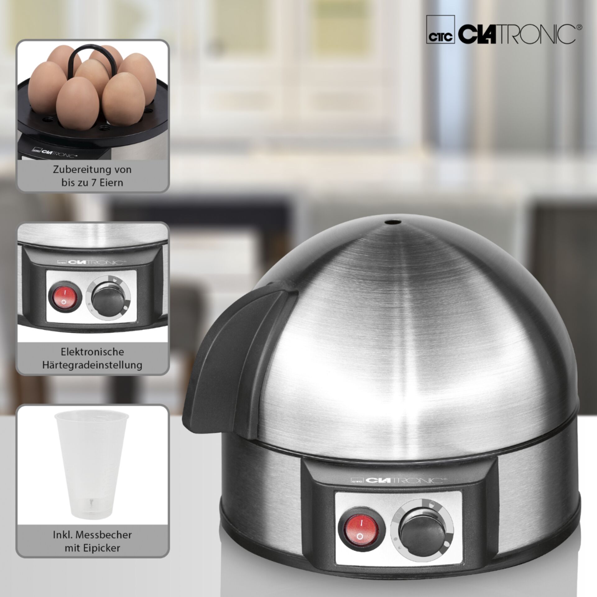 Clatronic EK 3321 inox Eierkocher für 7 Eier