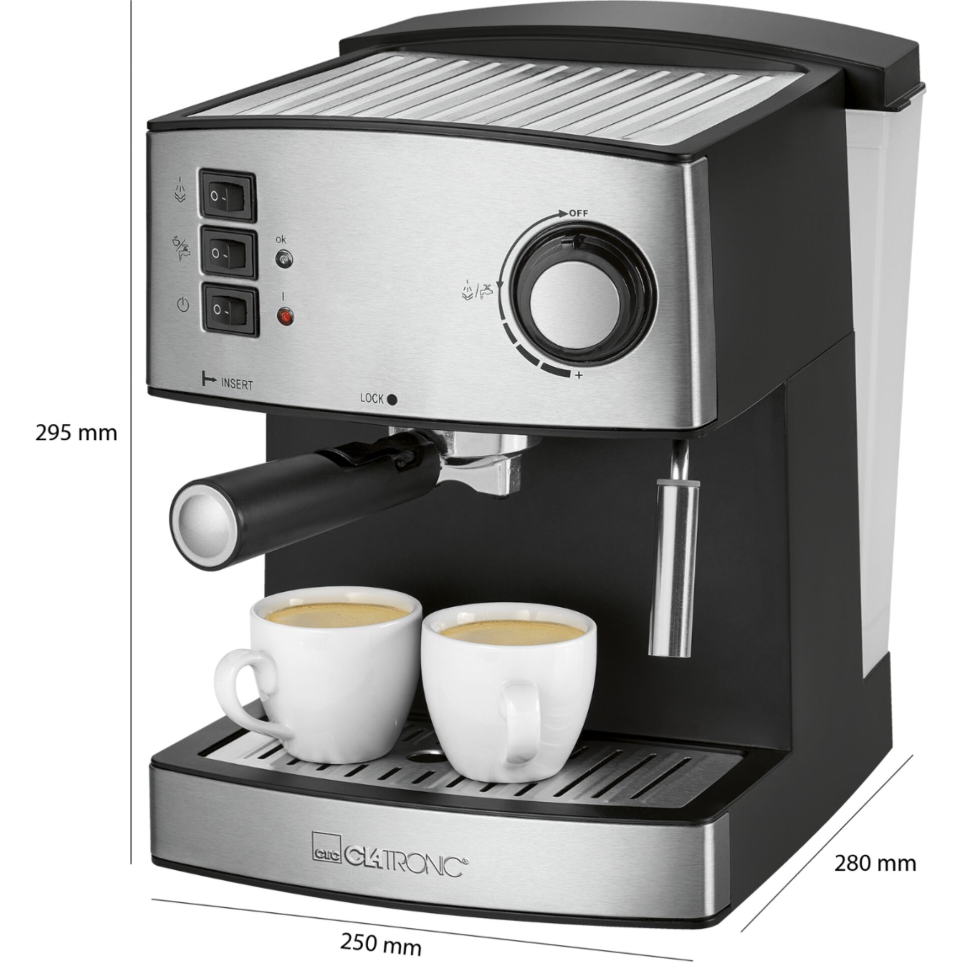 Clatronic ES 3643 schwarz-inox Espressoautomat 15 Bar