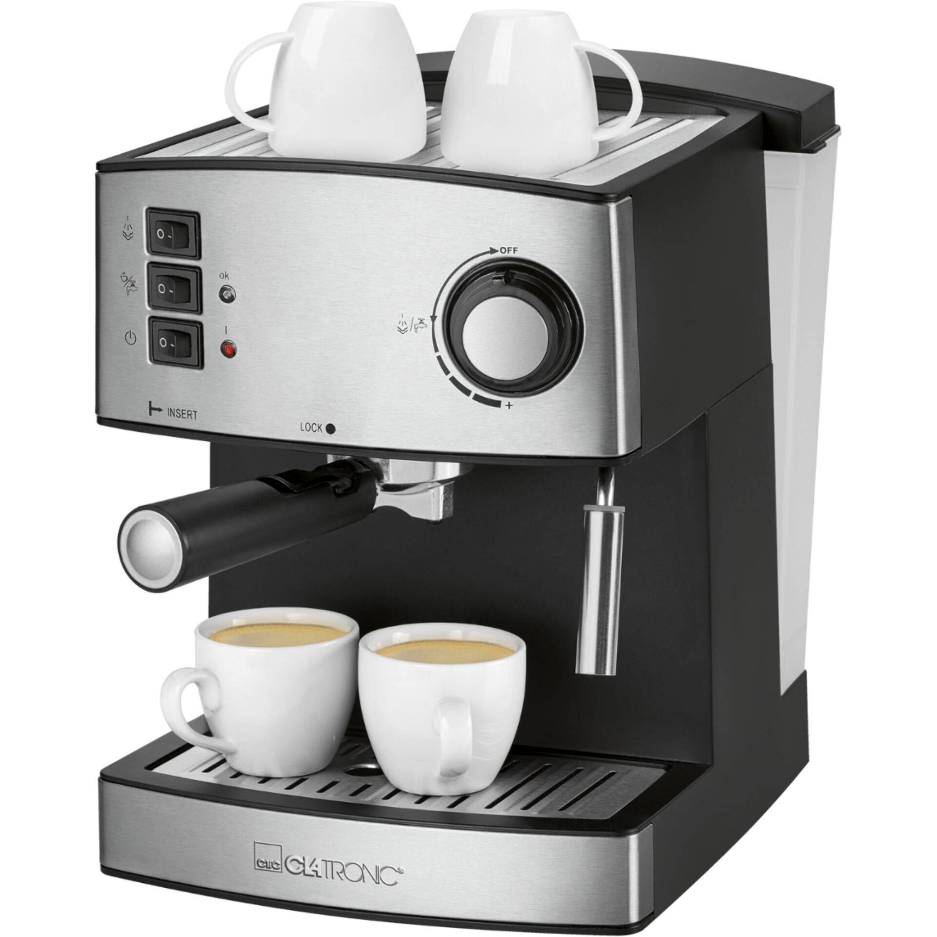 Clatronic ES 3643 schwarz-inox Espressoautomat 15 Bar