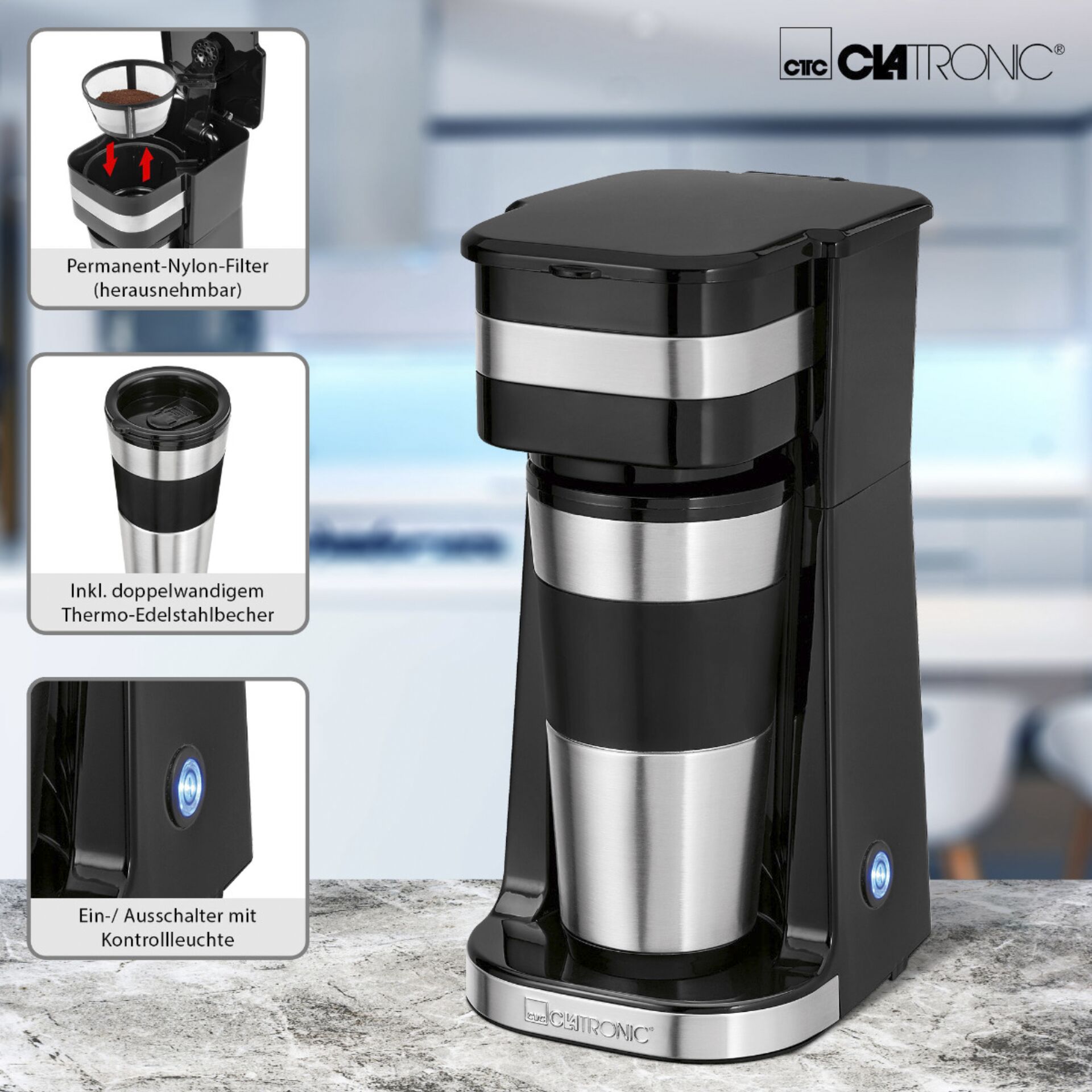Clatronic KA 3733 Coffee to go T Kaffeeautomat 1 Tasse