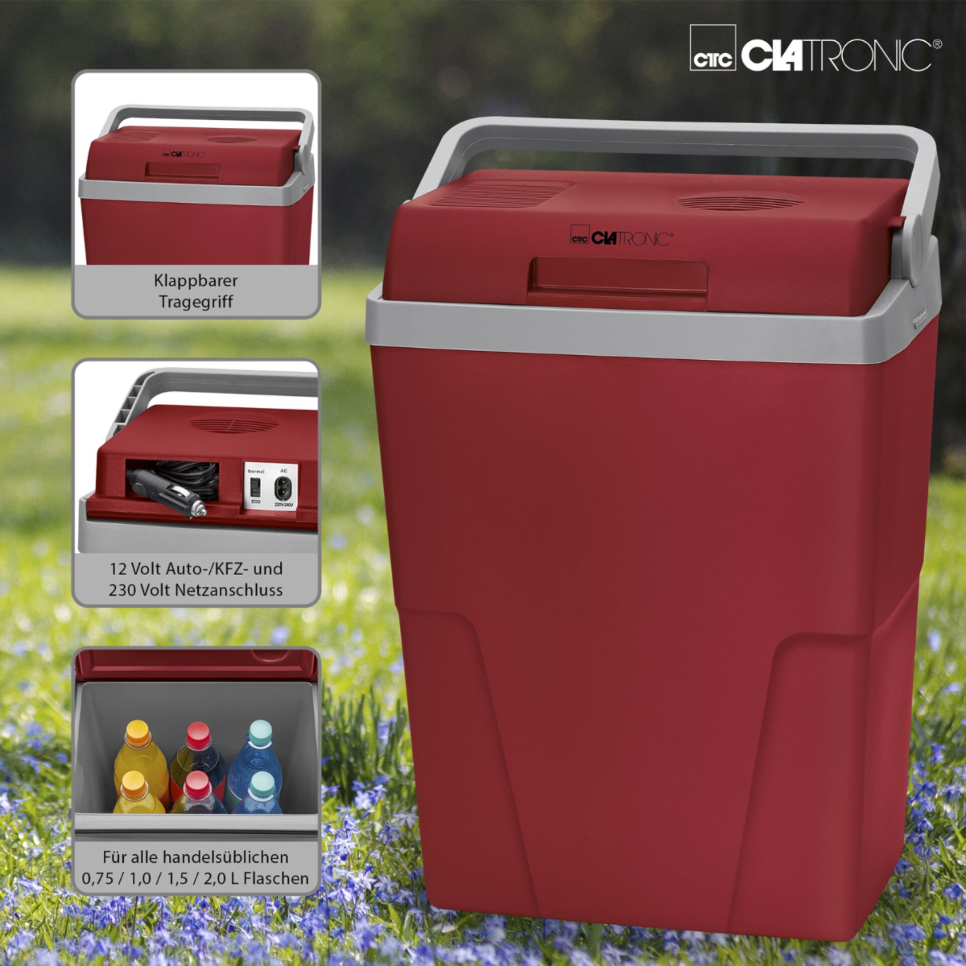 Clatronic KB 3713 N rot-grau Kühlbox 12 & 230 Volt