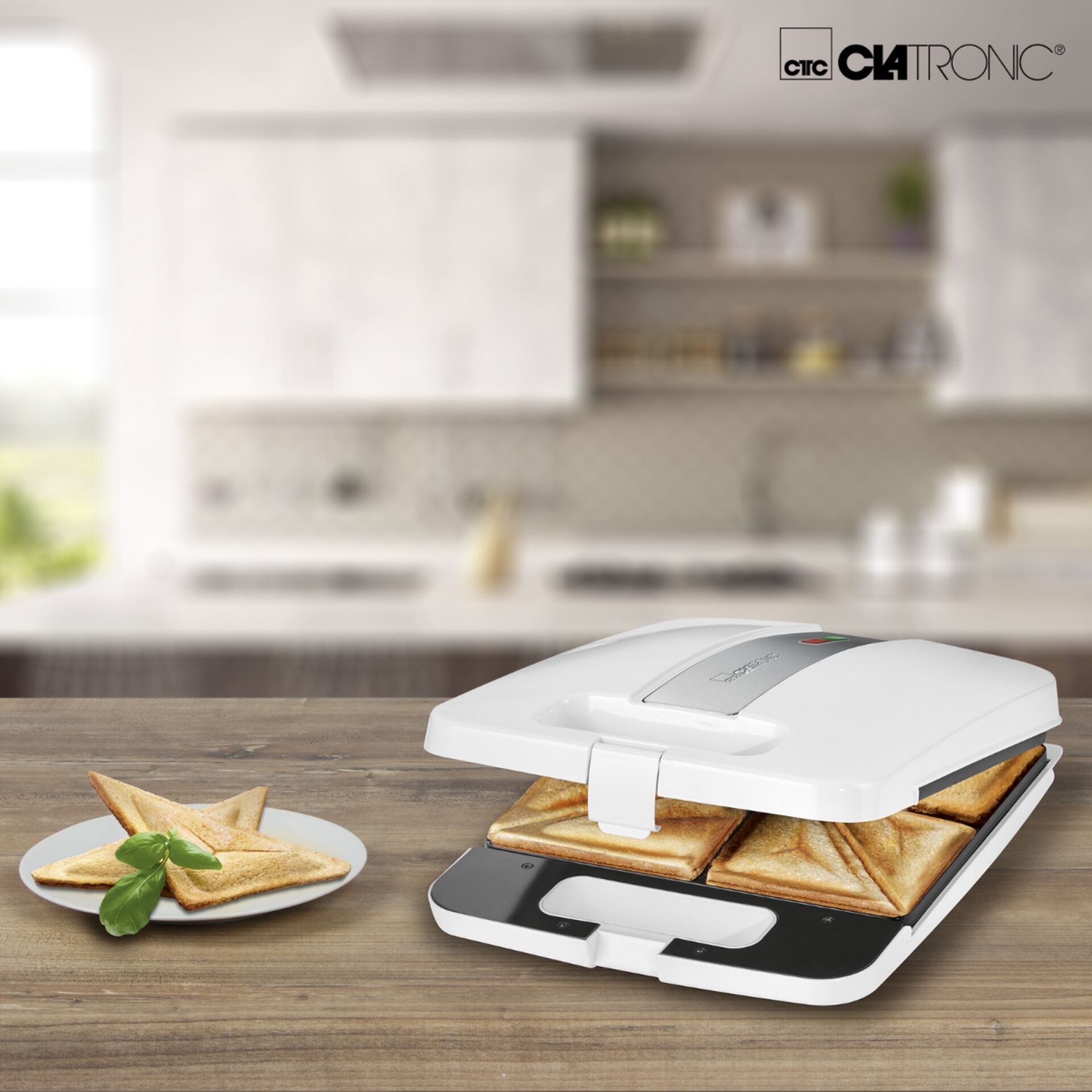 Clatronic ST 3629 bianco piastra da sandwich per 4 sandw.