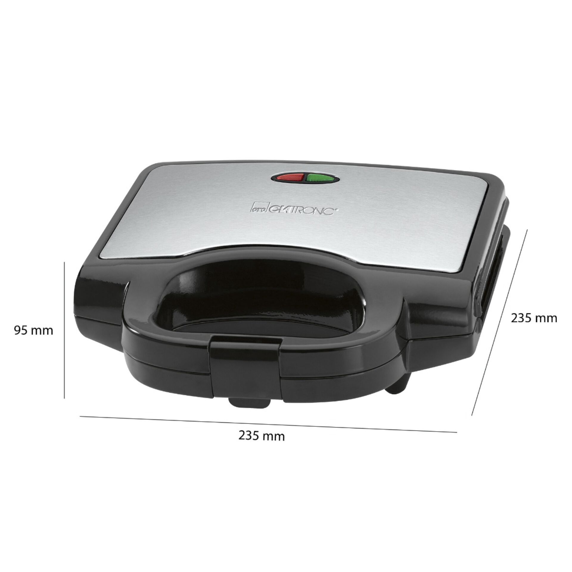 Clatronic ST 3778 nero-inox piastra da sandwich per 2 sandw.