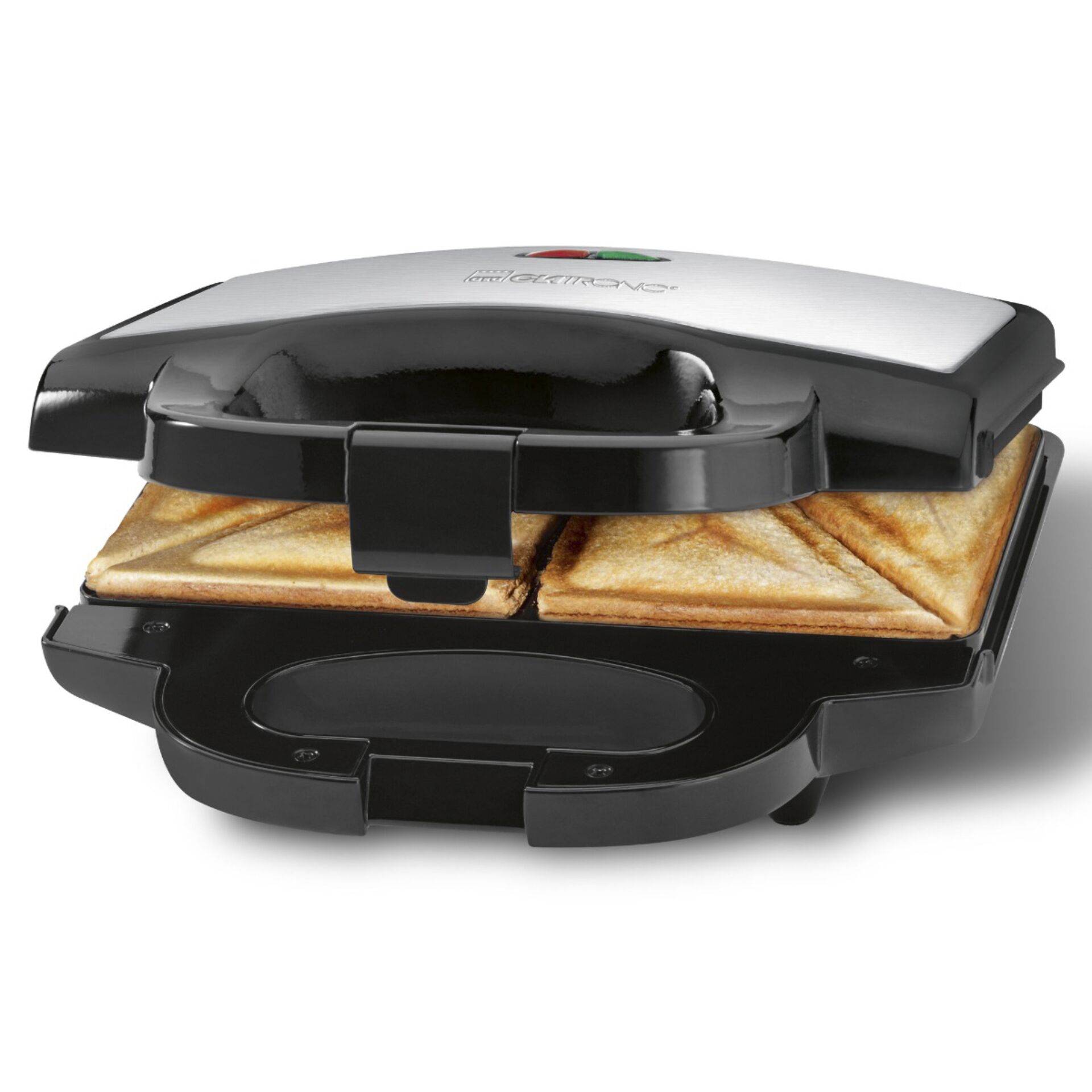 Clatronic ST 3778 nero-inox piastra da sandwich per 2 sandw.