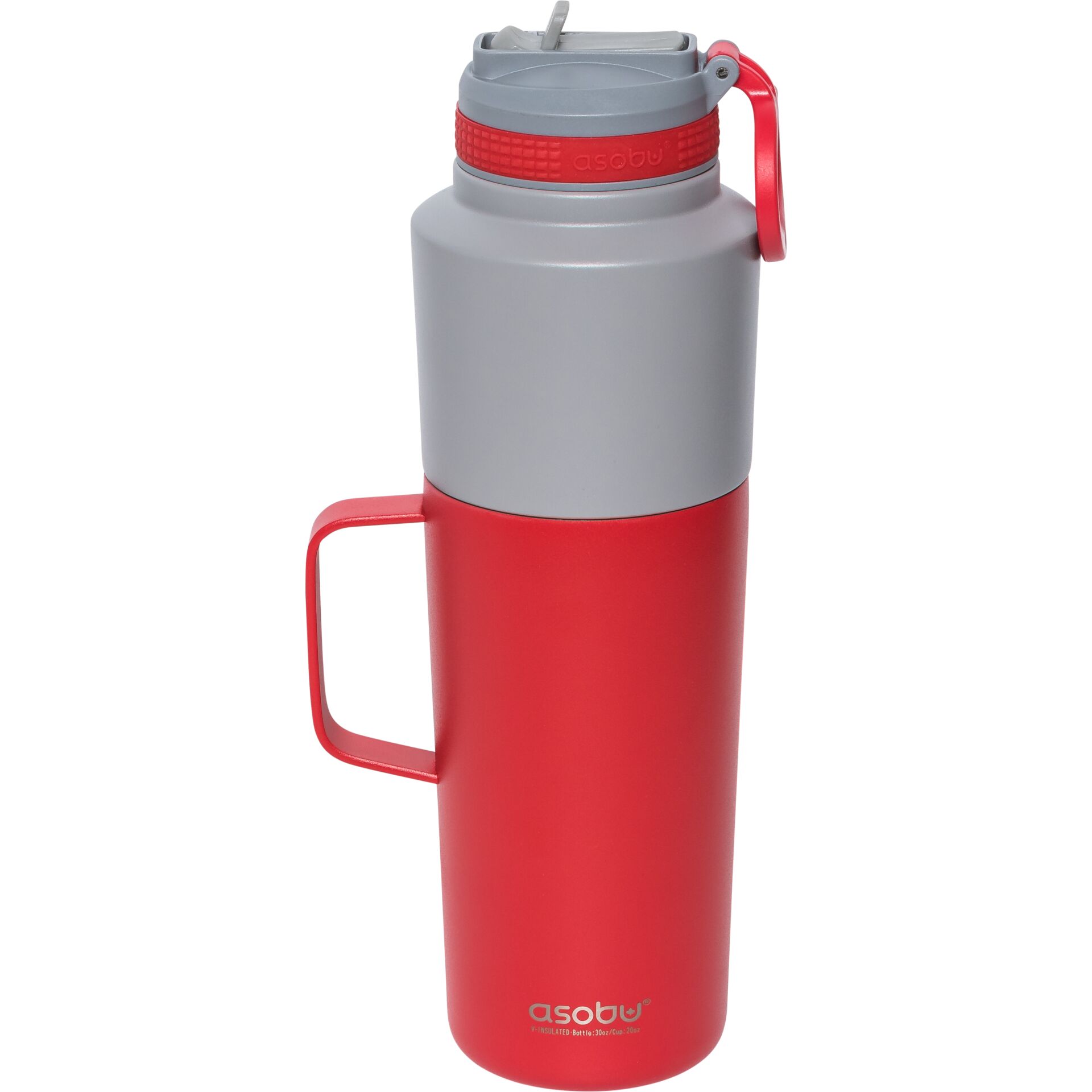 Asobu Twin Pack bottiglia con tazza, rosso, 0.9 L + 0.6 L