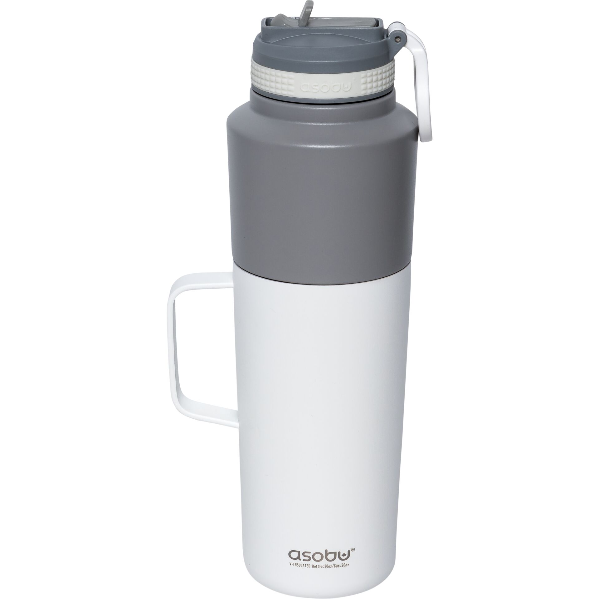 Asobu Twin Pack bottiglia con tazza, bianco, 0.9 L + 0.6 L