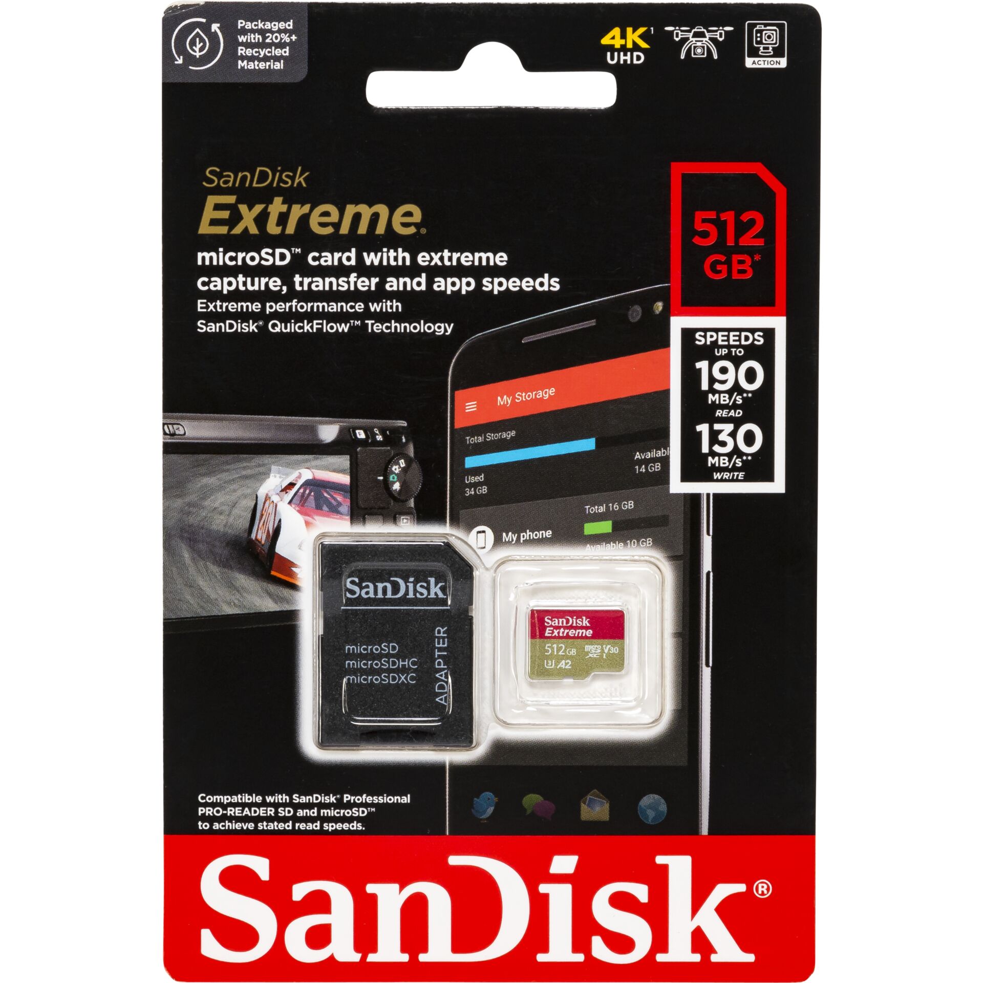 SanDisk microSDXC          512GB Extreme A2 C10 V30 UHS-I U3