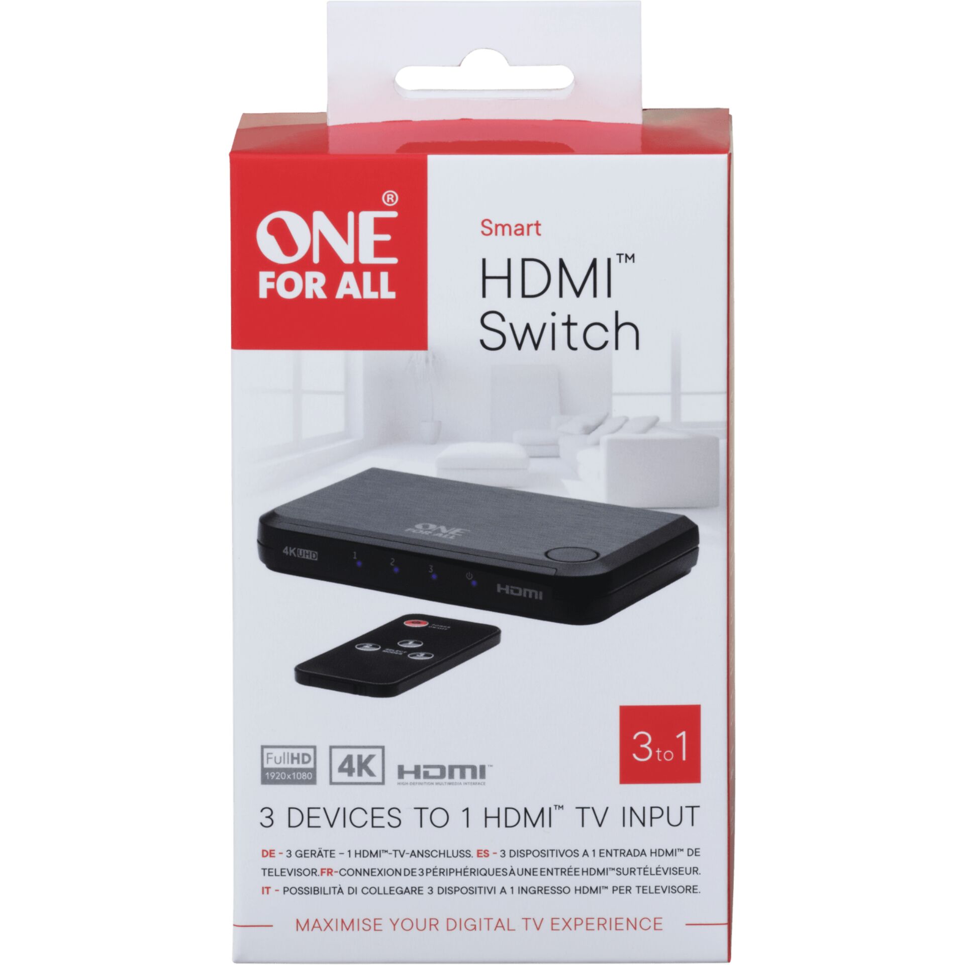 One for All Smart HDMI Switch 4K inkl. Fernbedienung      SV