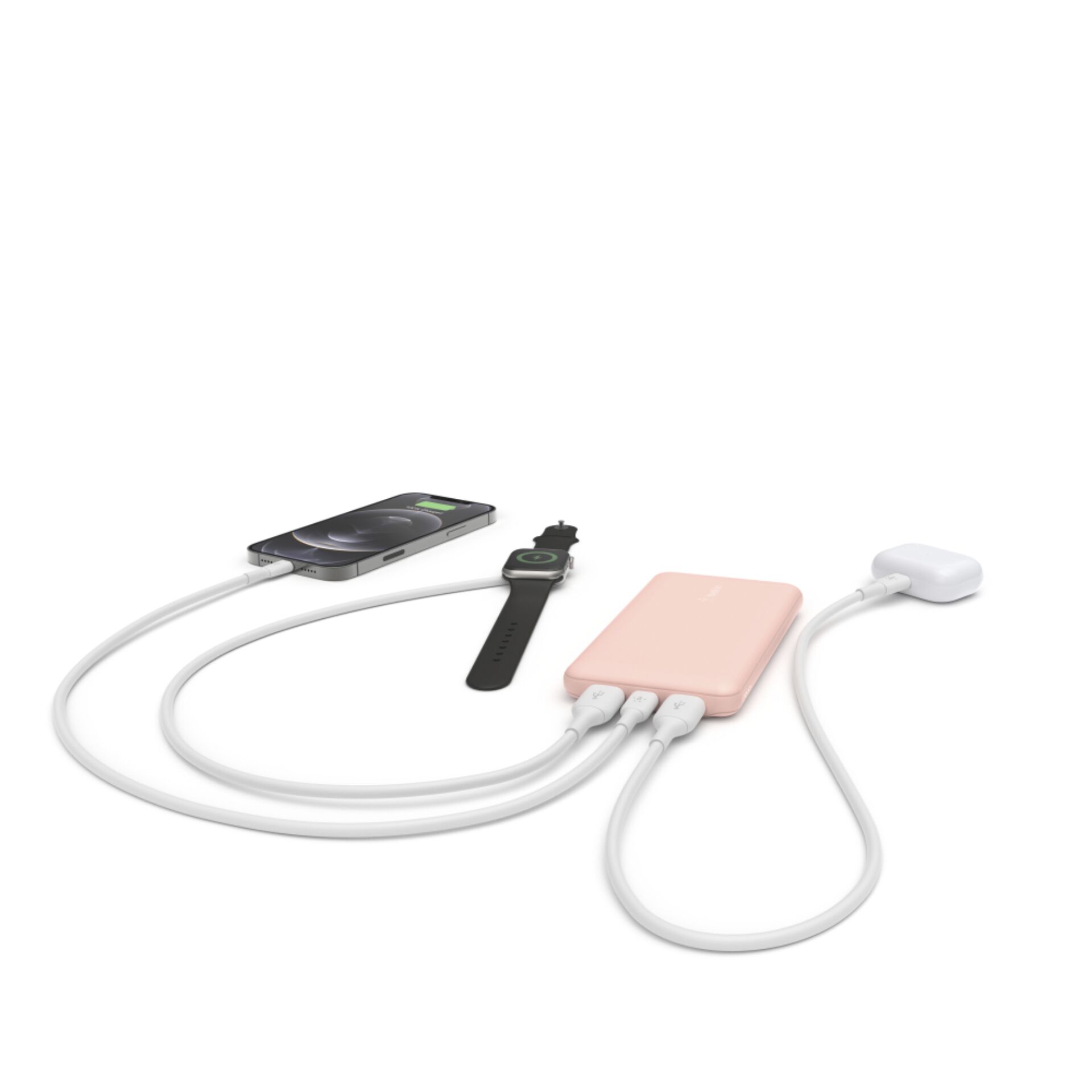 Belkin Powerbank 10.000mAh rosa 15W+USB-A/C cavo 15cm BPB011
