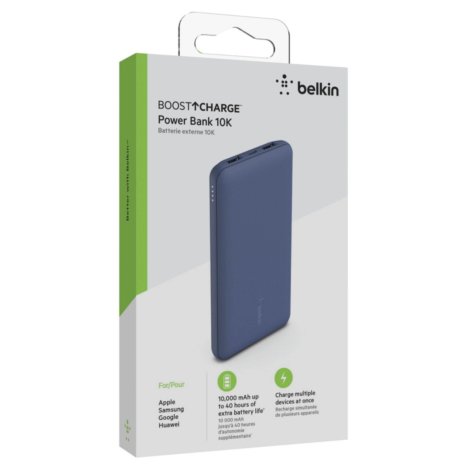Belkin Powerbank 10.000mAh blu 15W+USB-A/C cavo 15cm BPB011B