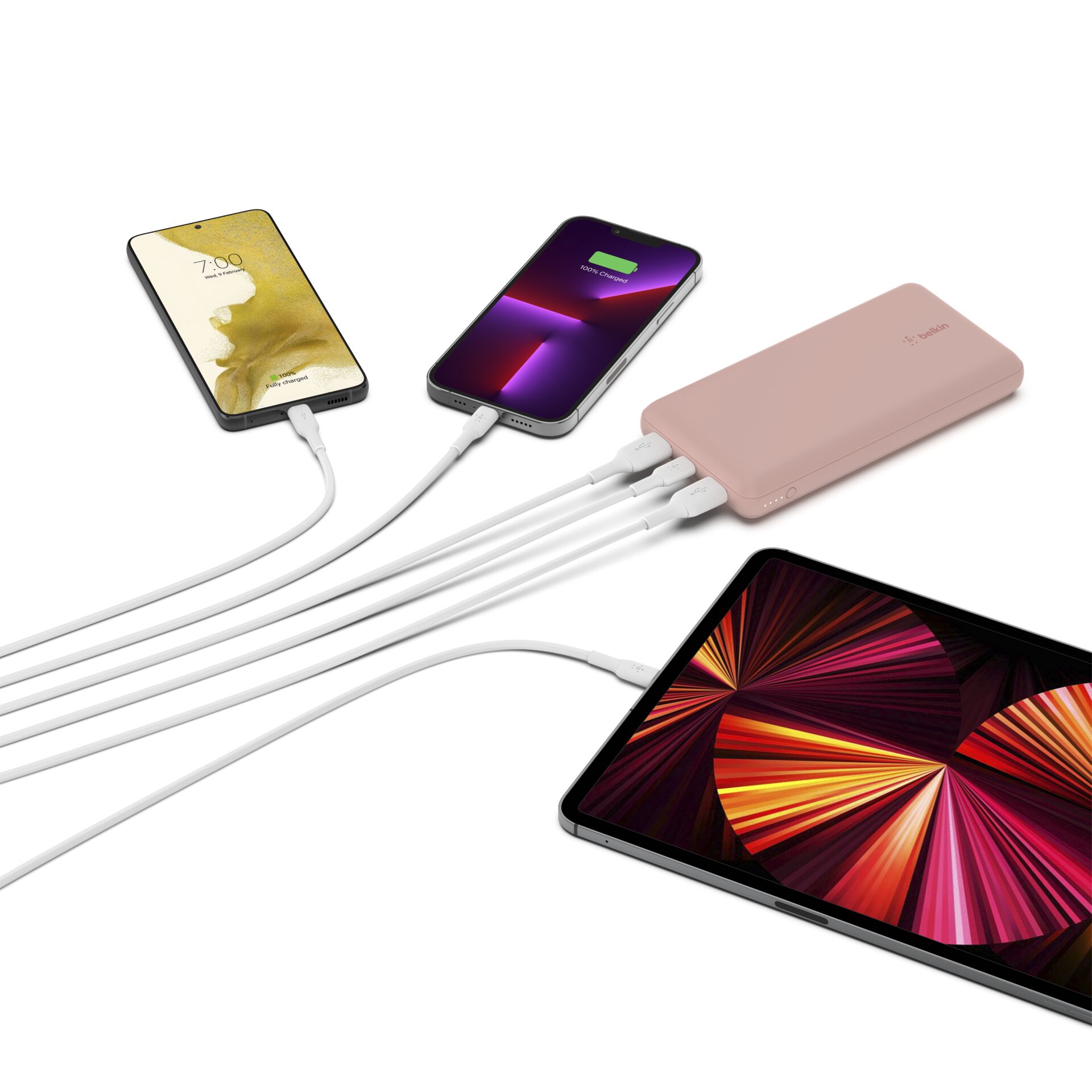 Belkin Powerbank 20.000mAh rosa 15W+USB-A/C cavo 15cm BPB012