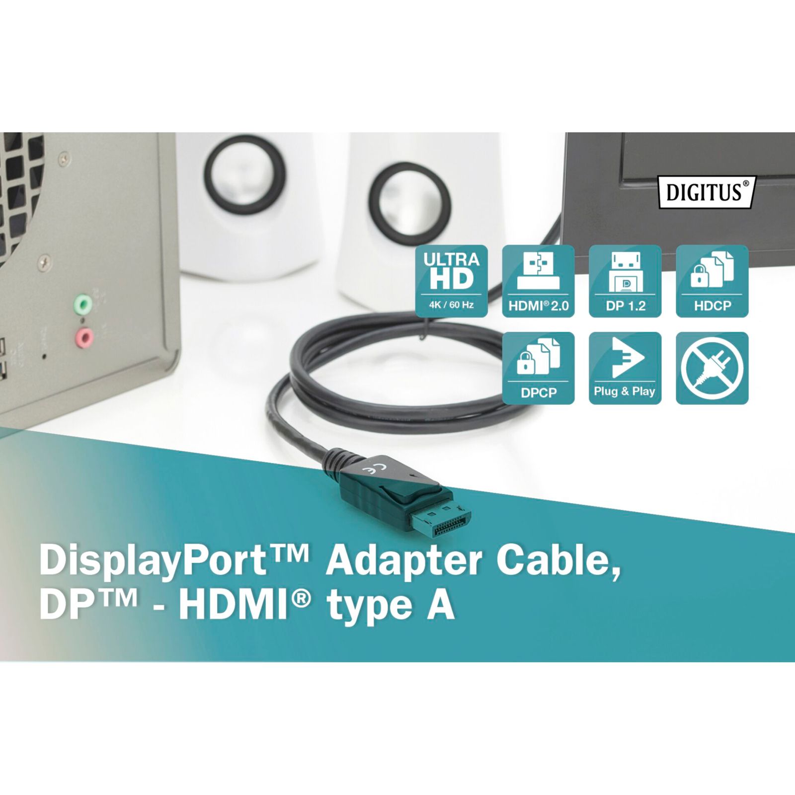DIGITUS DisplayPort Adapterkabel DP-HDMI Typ A 3m AK-340303-