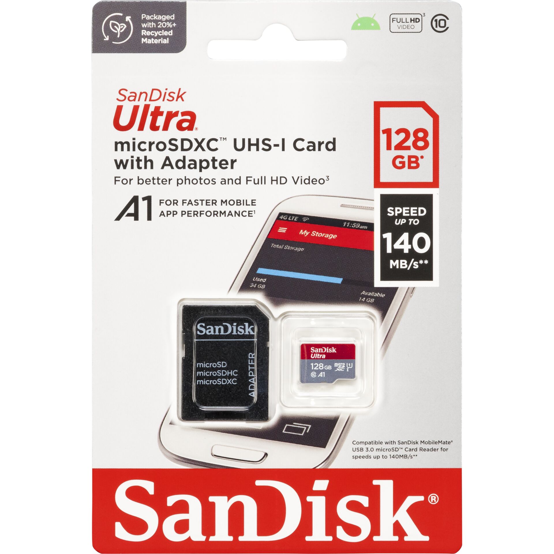 SanDisk Ultra microSDXC A1 128GB 120MB/s adatt.SDSQUAB-128G-