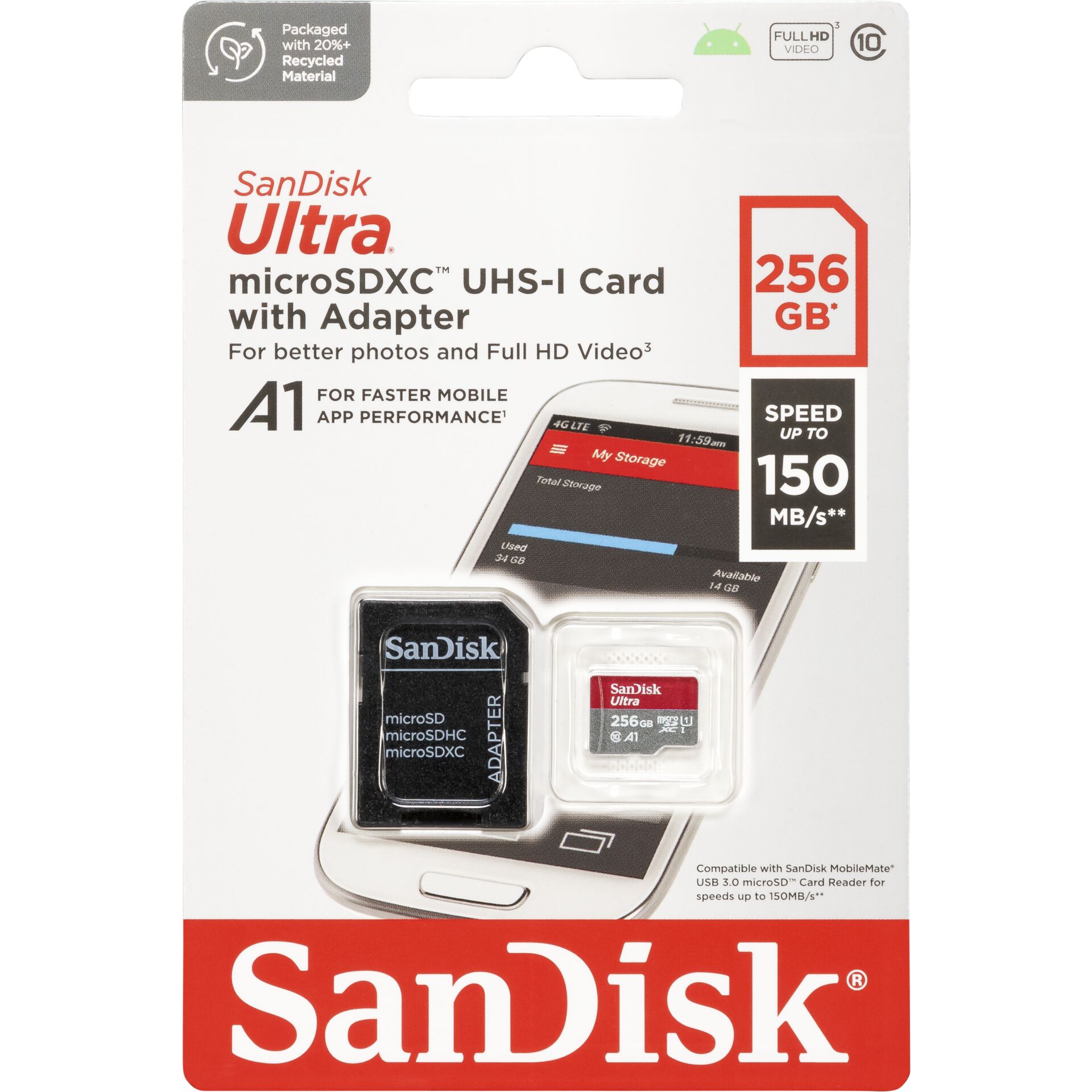 SanDisk Ultra microSDXC A1 256GB 120MB/s adatt.SDSQUAC-256G-