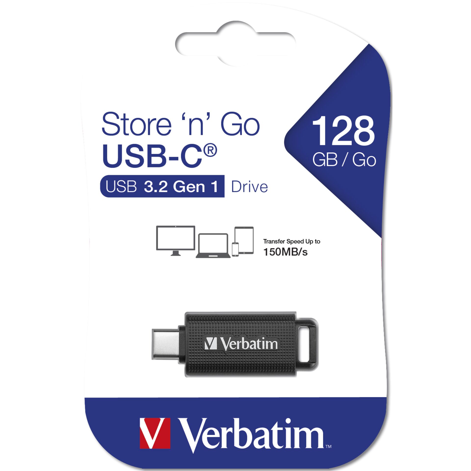 Verbatim Retractable       128GB USB 3.2 Gen 1 USB-C