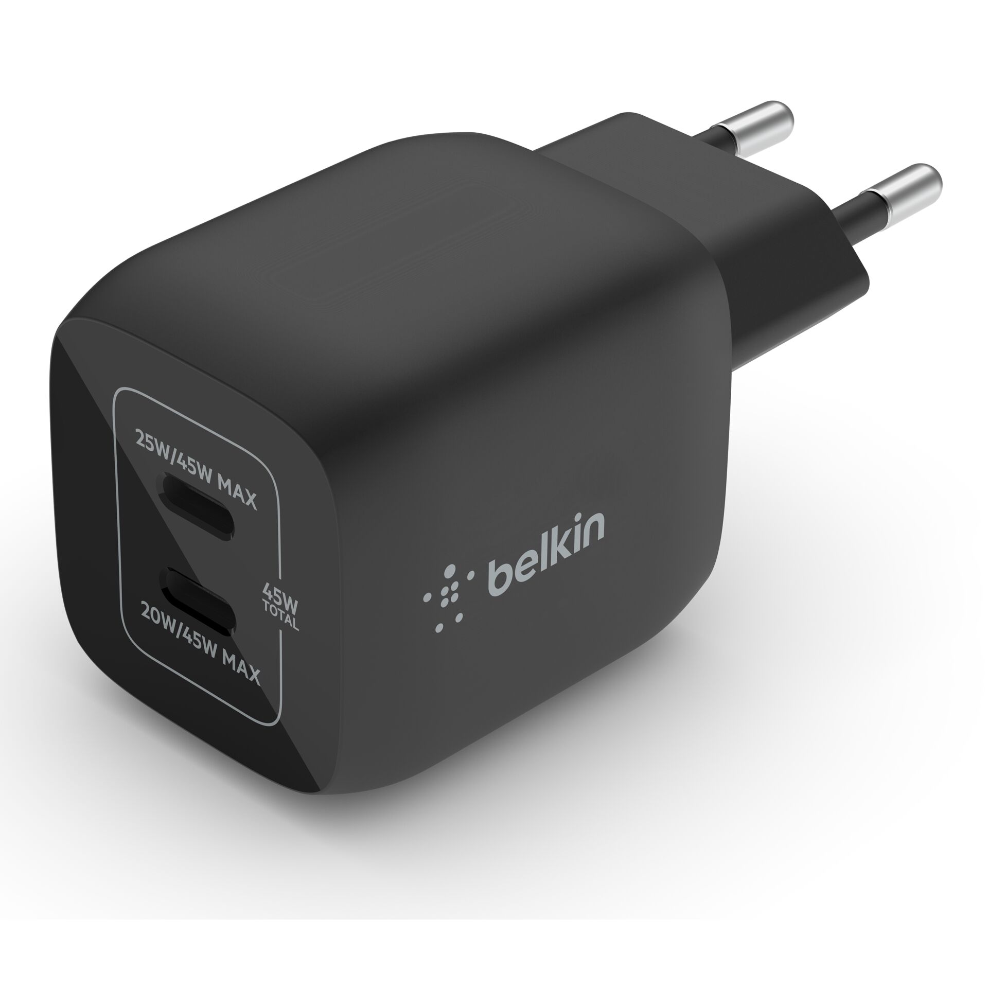 Belkin Netzladegerät 2xUSB-C 45W PD 3.0, PPS, schwarz  WCH01