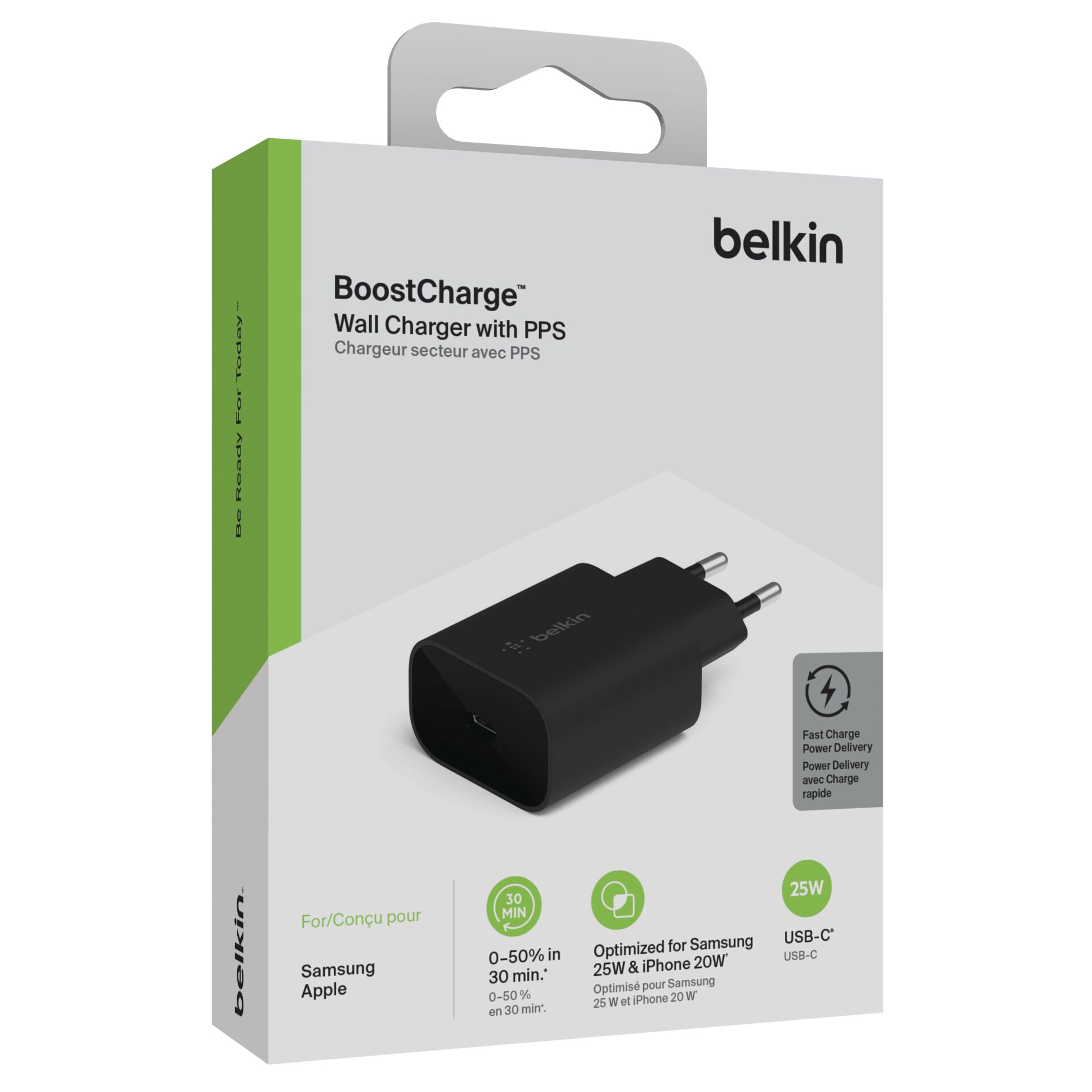 Belkin Netzladegerät USB-C 25W PD 3.0 schwarz        WCA004v