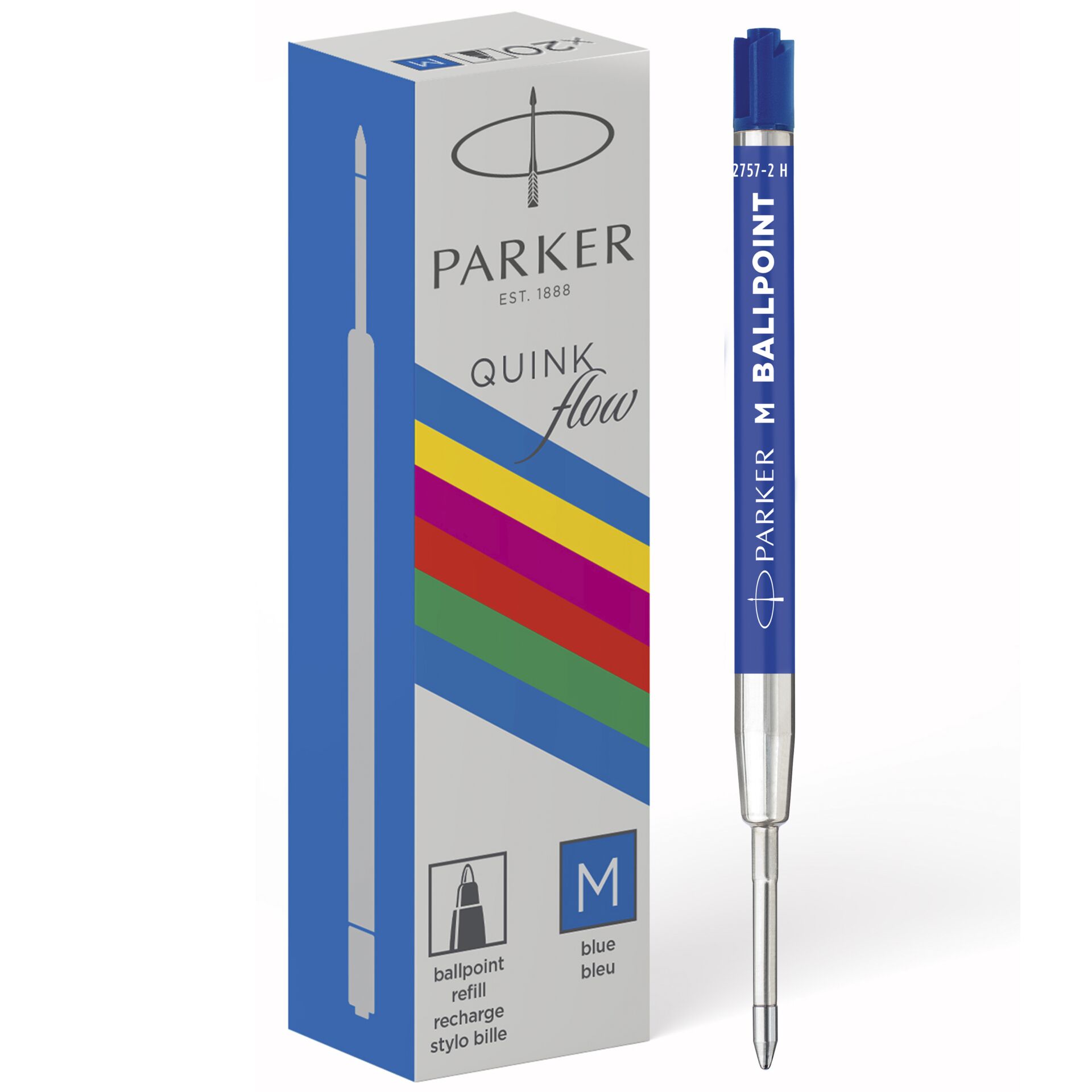 1x20 Parker Quinkflow Basic Ballpoint Pen Refill M blue
