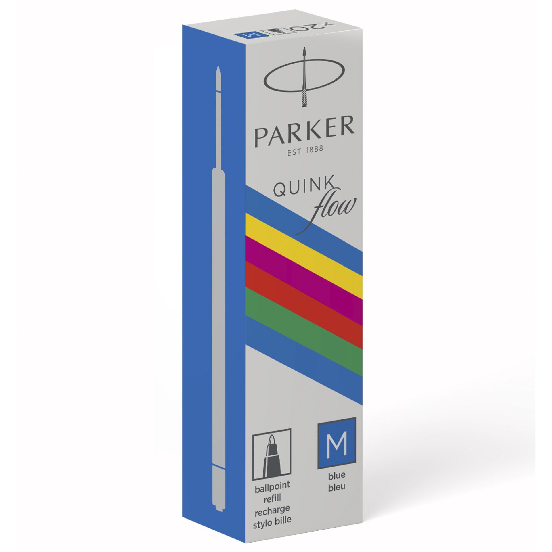 1x20 Parker Quinkflow Basic Ballpoint Pen Refill M blue