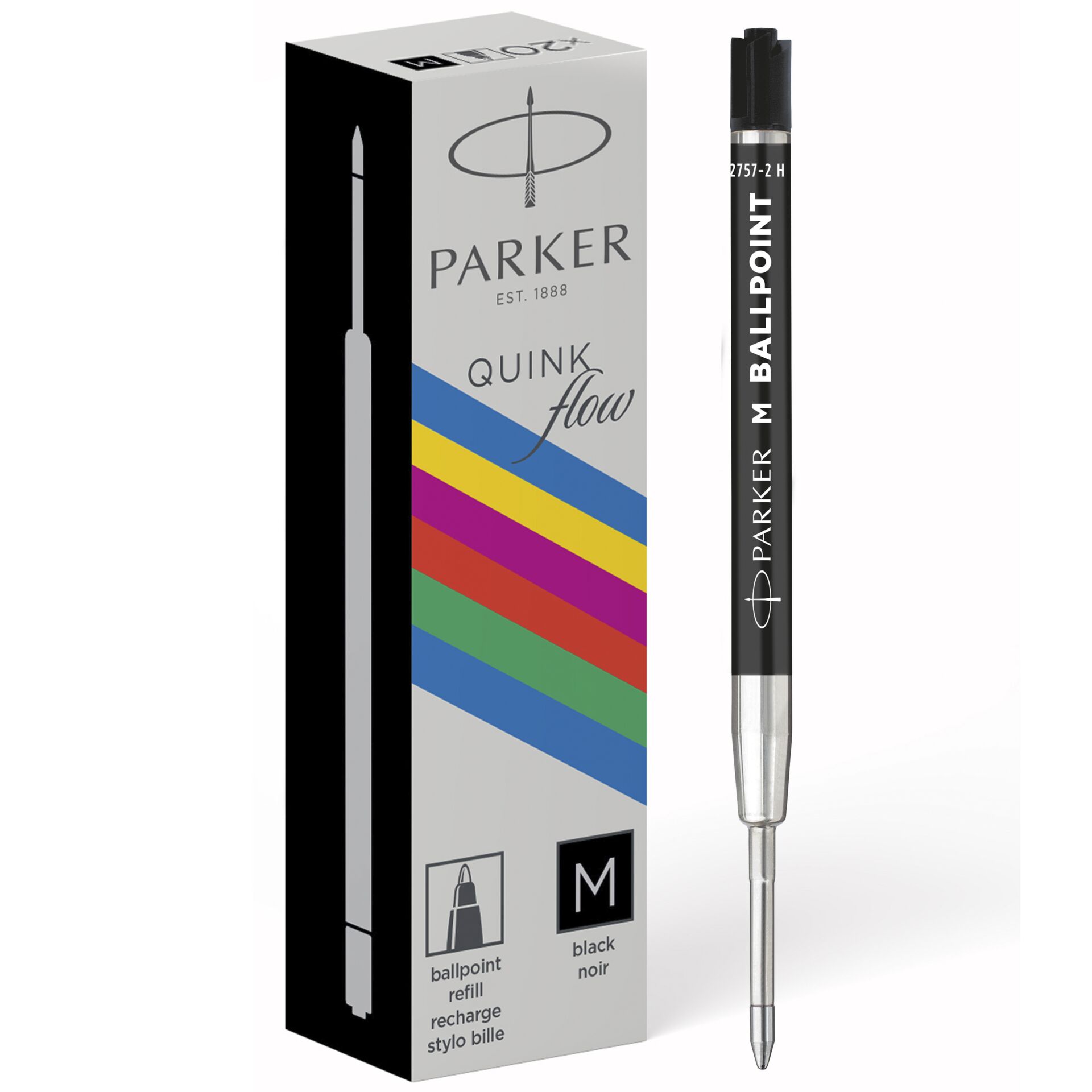 1x20 Parker Quinkflow Basic Ballpoint Pen Refill M black