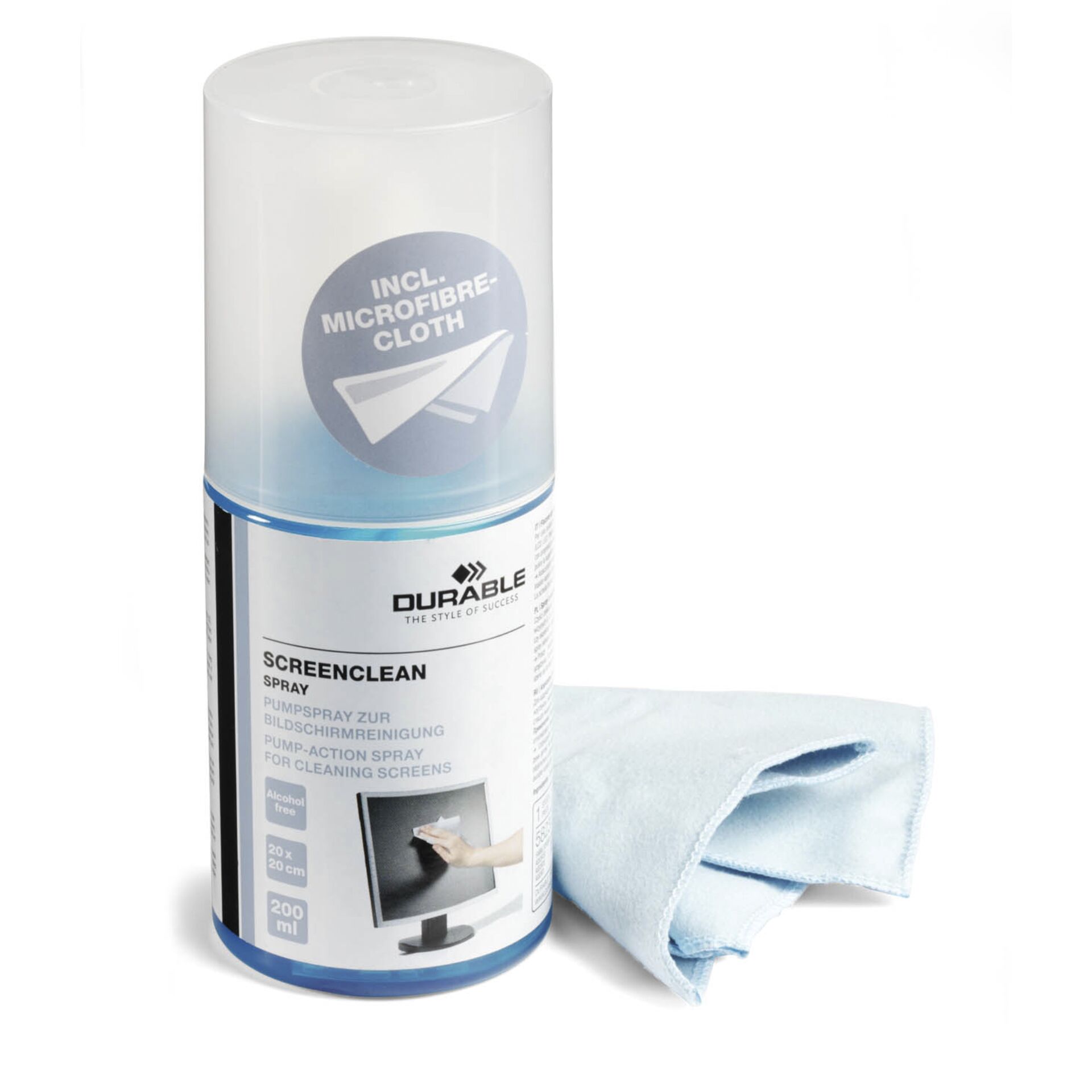 Durable SCREENCLEAN SPRAY 200ml Pump Action Spray + Cloth 58