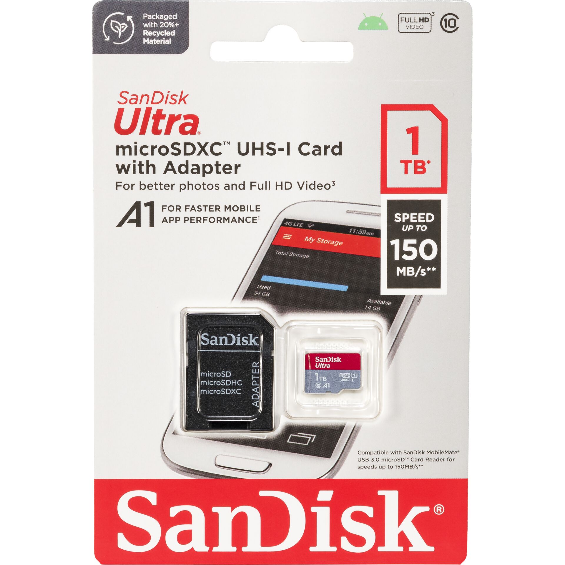 SanDisk Ultra microSDXC A1   1TB 150MB/s Adapt.SDSQUAC-1T00-