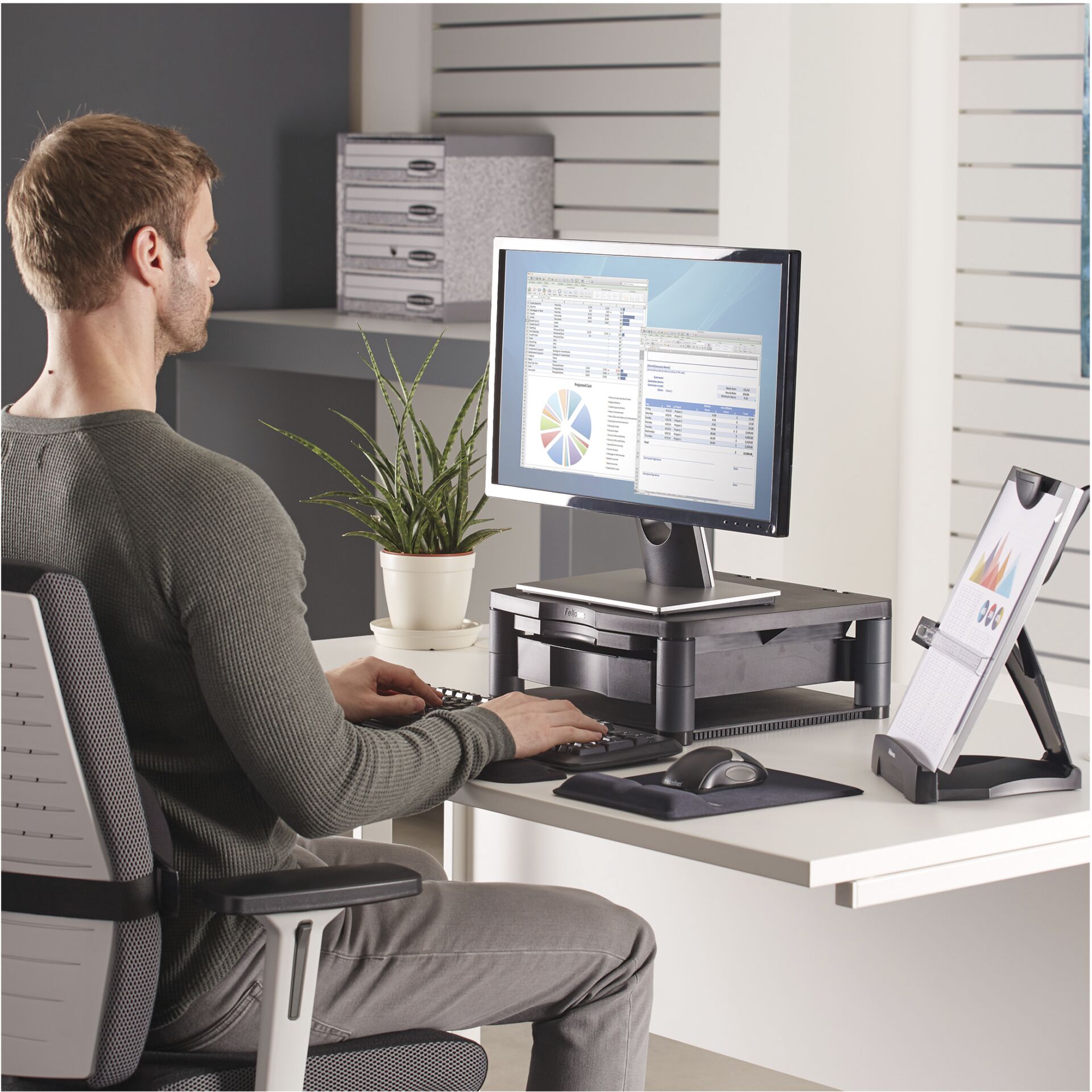 Fellowes Premium Monitor Stand Plus graphite