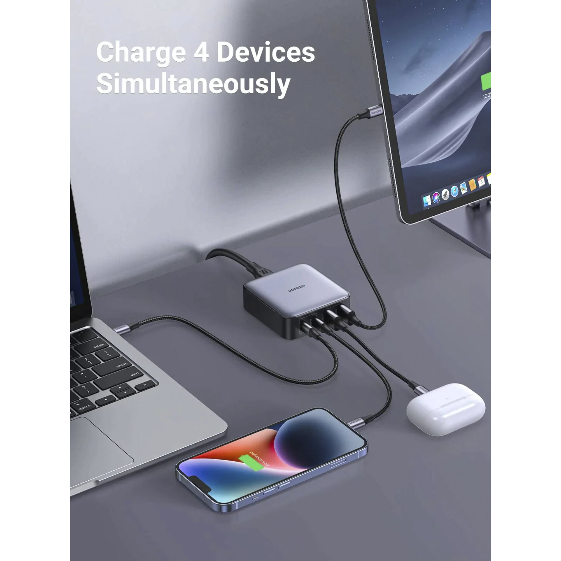 UGREEN Nexode 2*USB-A + 2*USB-C 65W Desktop caricabatt. rapi