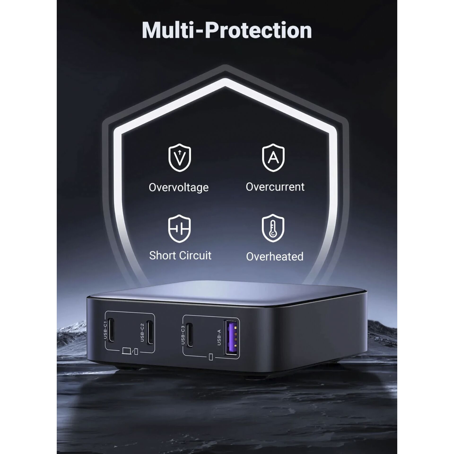 UGREEN Nexode 1*USB-A + 3*USB-C 100W Desktop caricabatt.rapi