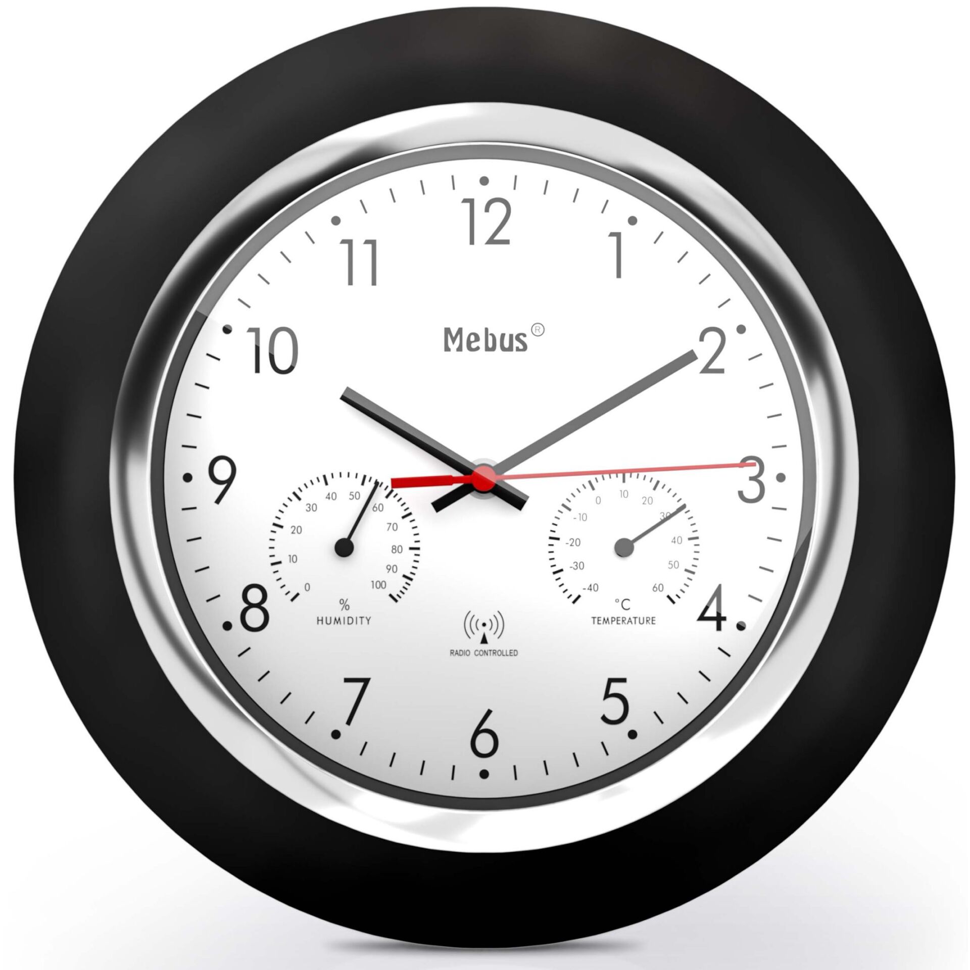 Mebus 19453  orologio da parete radiocontr. con termom. e ig