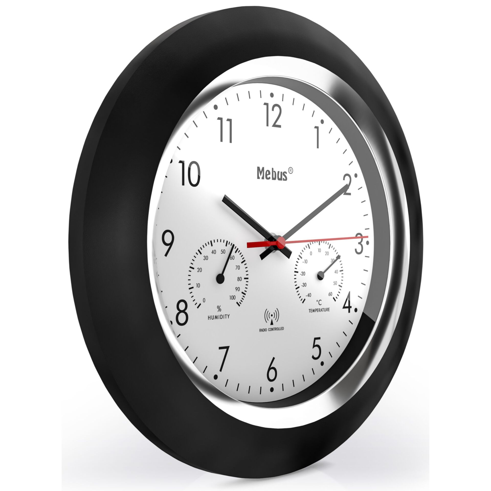 Mebus 19453  orologio da parete radiocontr. con termom. e ig