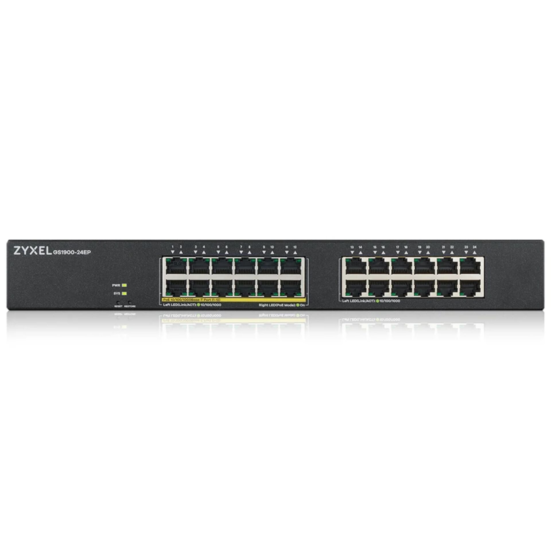 Zyxel GS1900-24EP 24-Port Switch, 12 PoE+ Ports