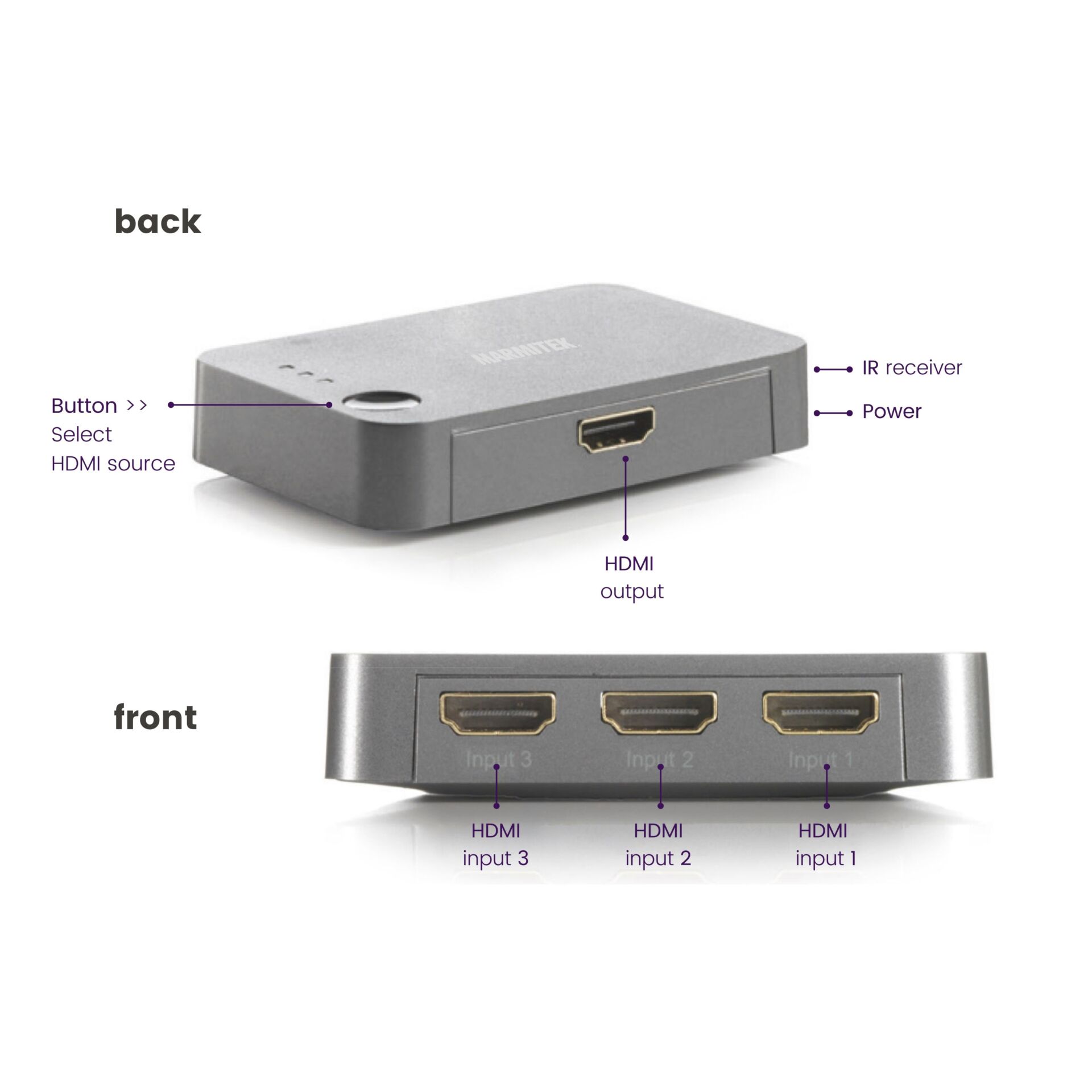 Marmitek Connect 310 UHD 2.0 HDMI AutoSwitch 3 in/1 out 4K60
